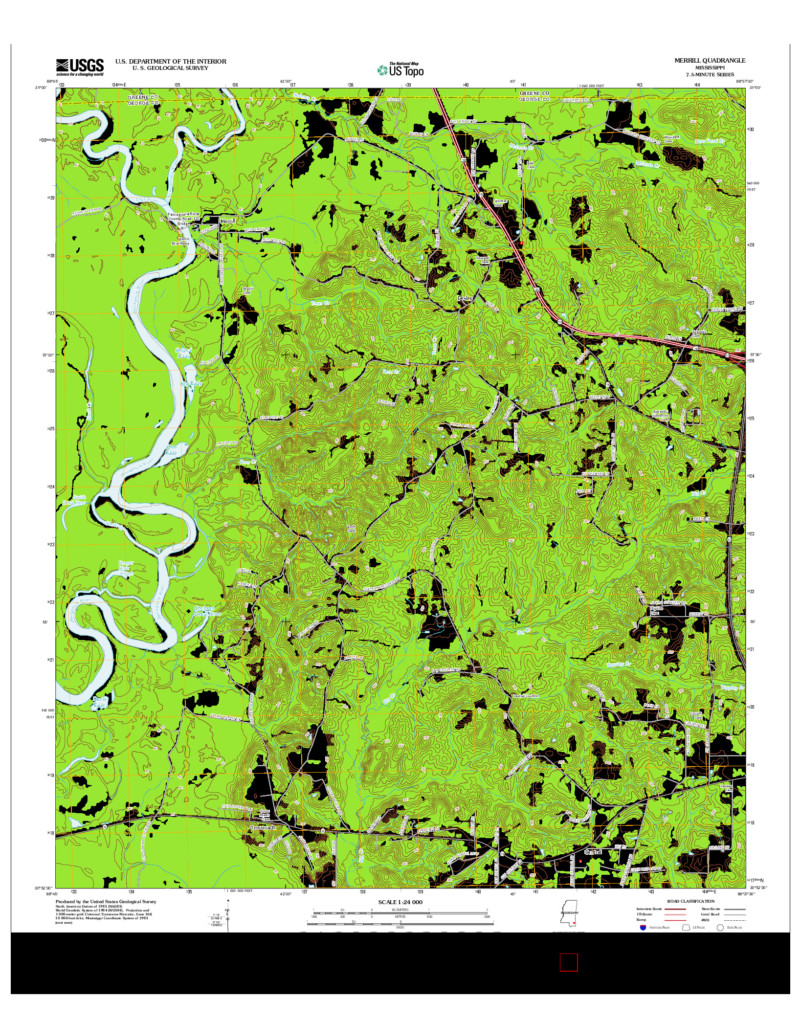 USGS US TOPO 7.5-MINUTE MAP FOR MERRILL, MS 2012