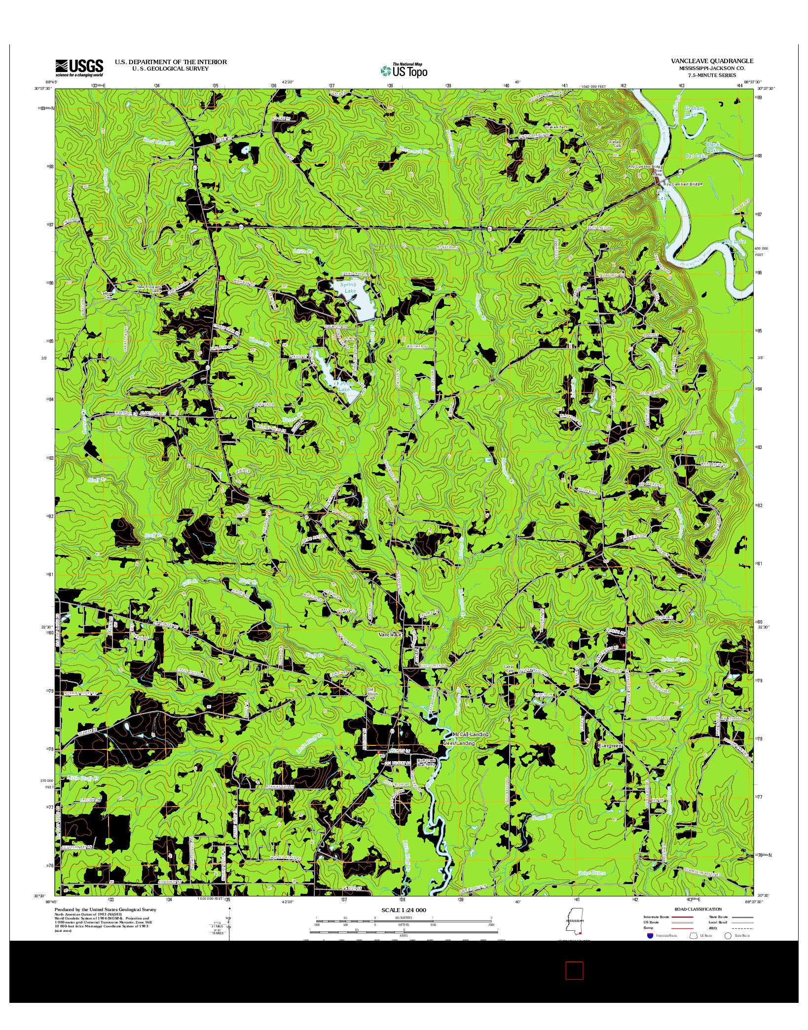 USGS US TOPO 7.5-MINUTE MAP FOR VANCLEAVE, MS 2012