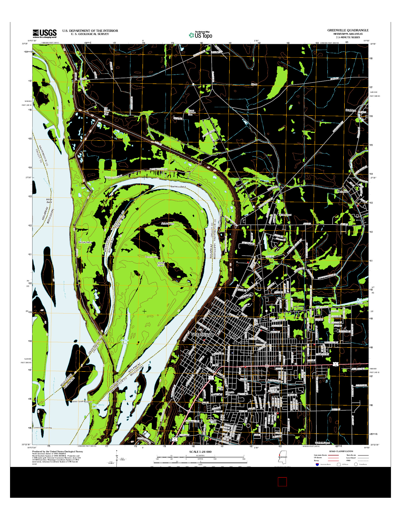 USGS US TOPO 7.5-MINUTE MAP FOR GREENVILLE, MS-AR 2012