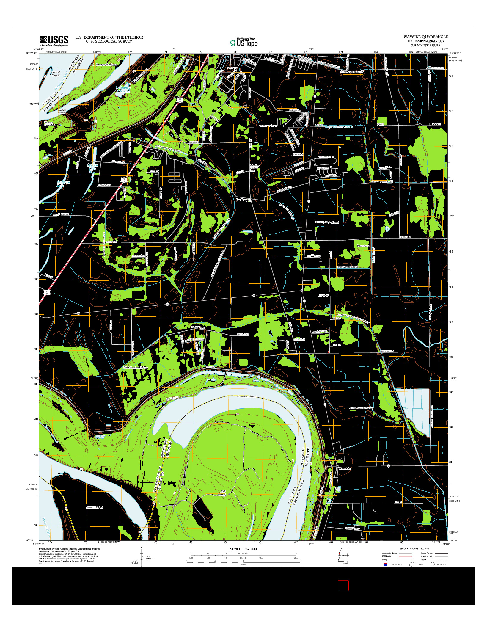 USGS US TOPO 7.5-MINUTE MAP FOR WAYSIDE, MS-AR 2012