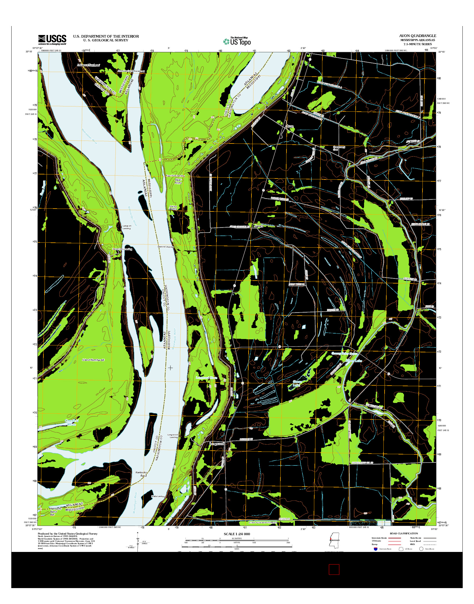 USGS US TOPO 7.5-MINUTE MAP FOR AVON, MS-AR 2012