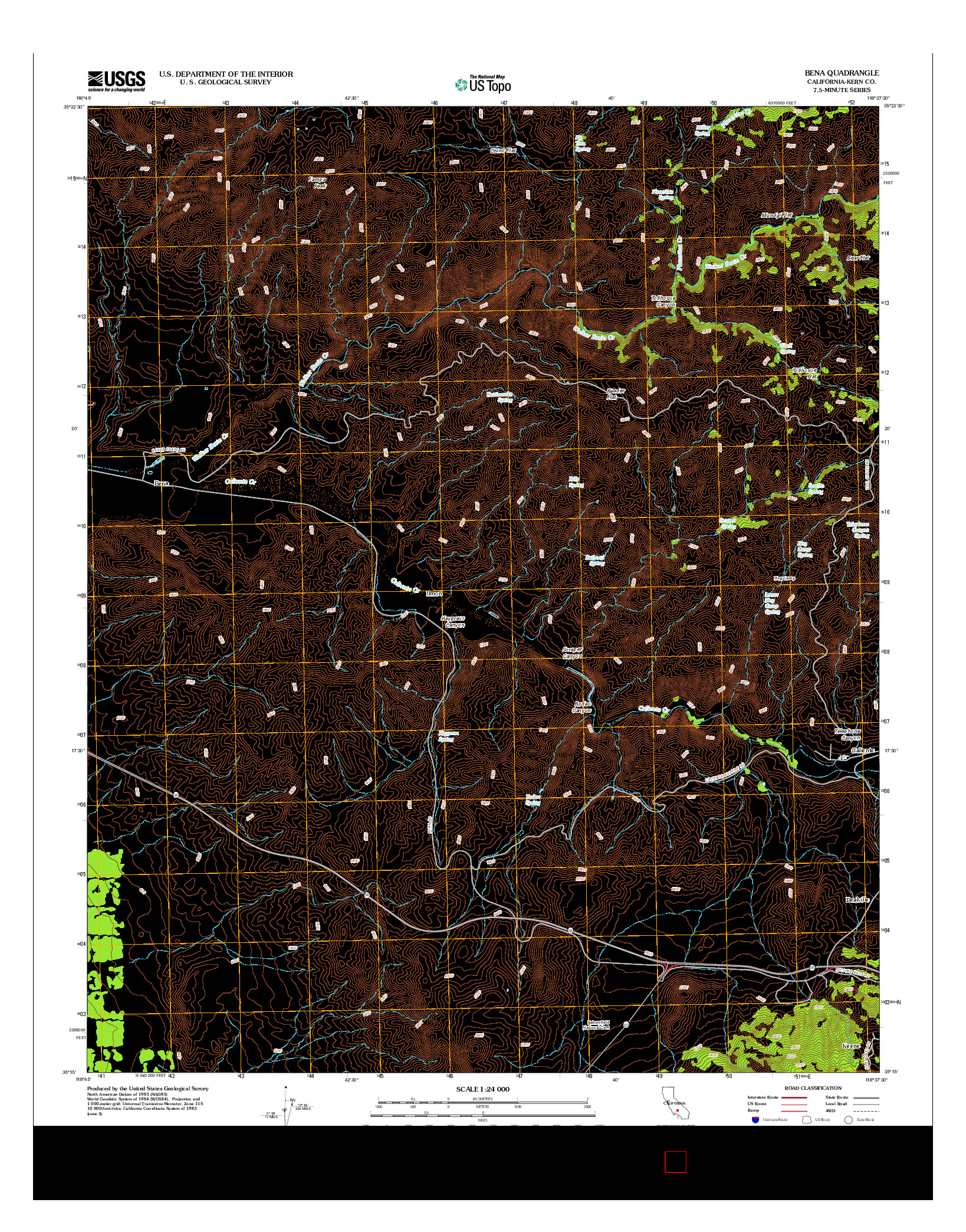 USGS US TOPO 7.5-MINUTE MAP FOR BENA, CA 2012