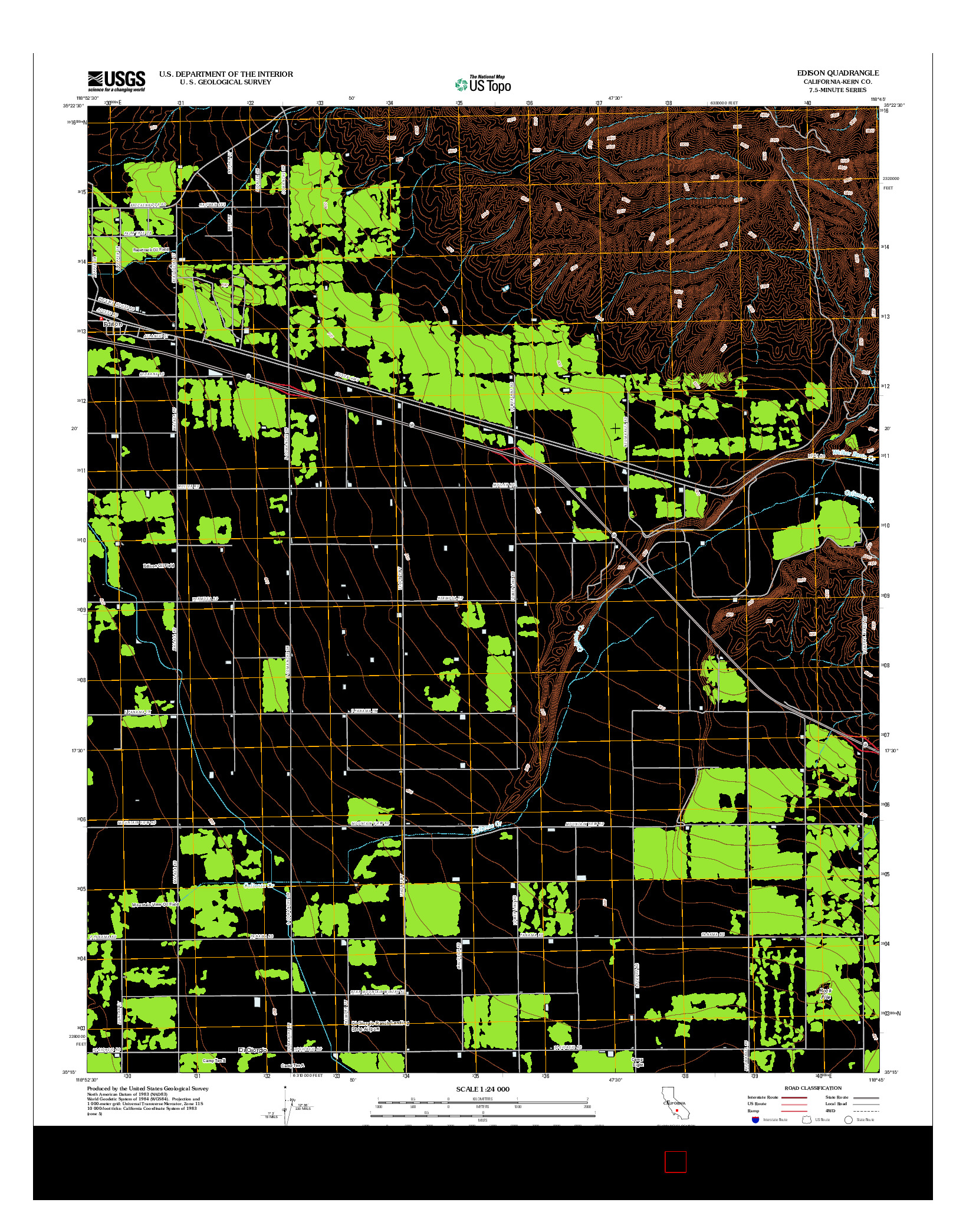 USGS US TOPO 7.5-MINUTE MAP FOR EDISON, CA 2012