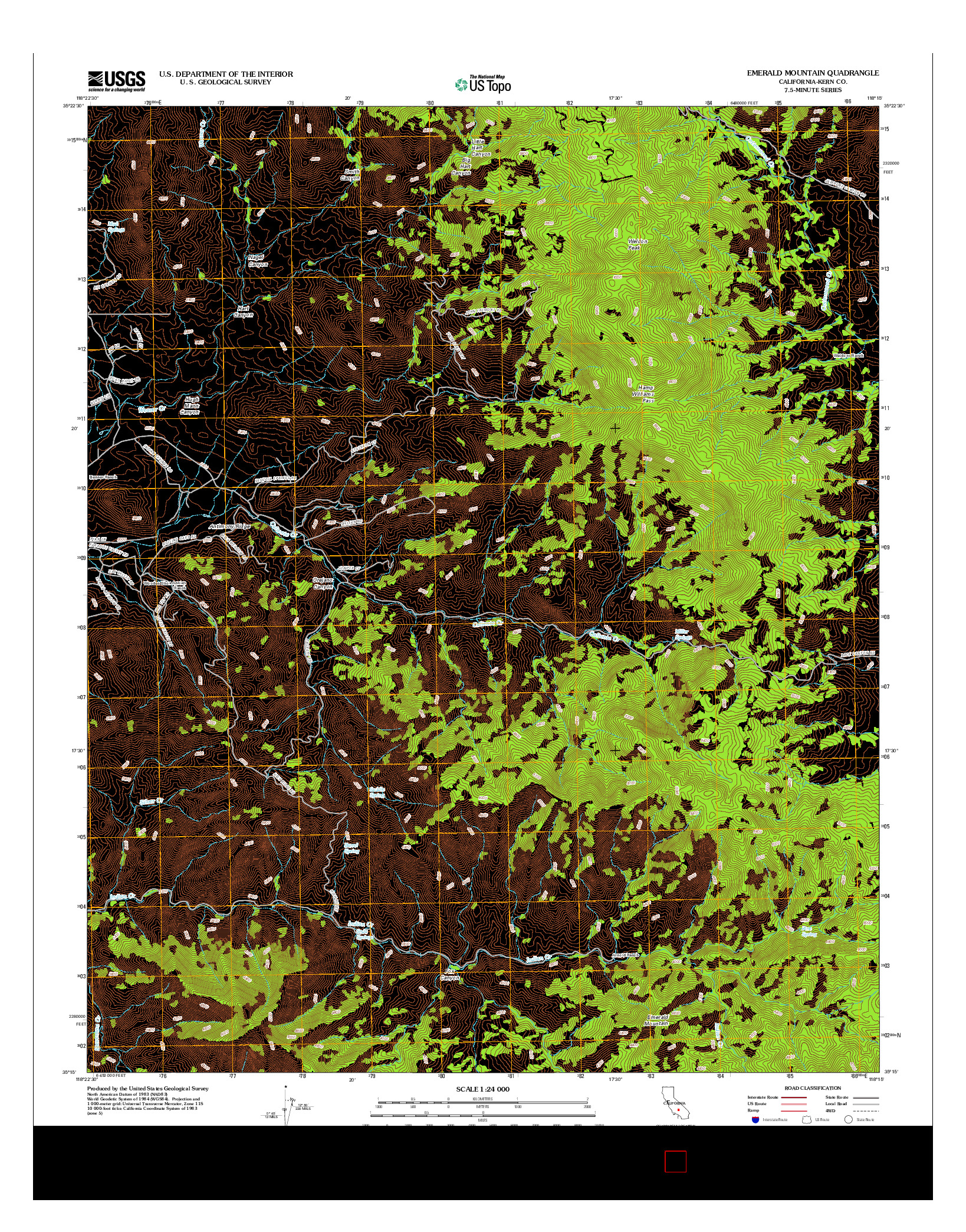 USGS US TOPO 7.5-MINUTE MAP FOR EMERALD MOUNTAIN, CA 2012