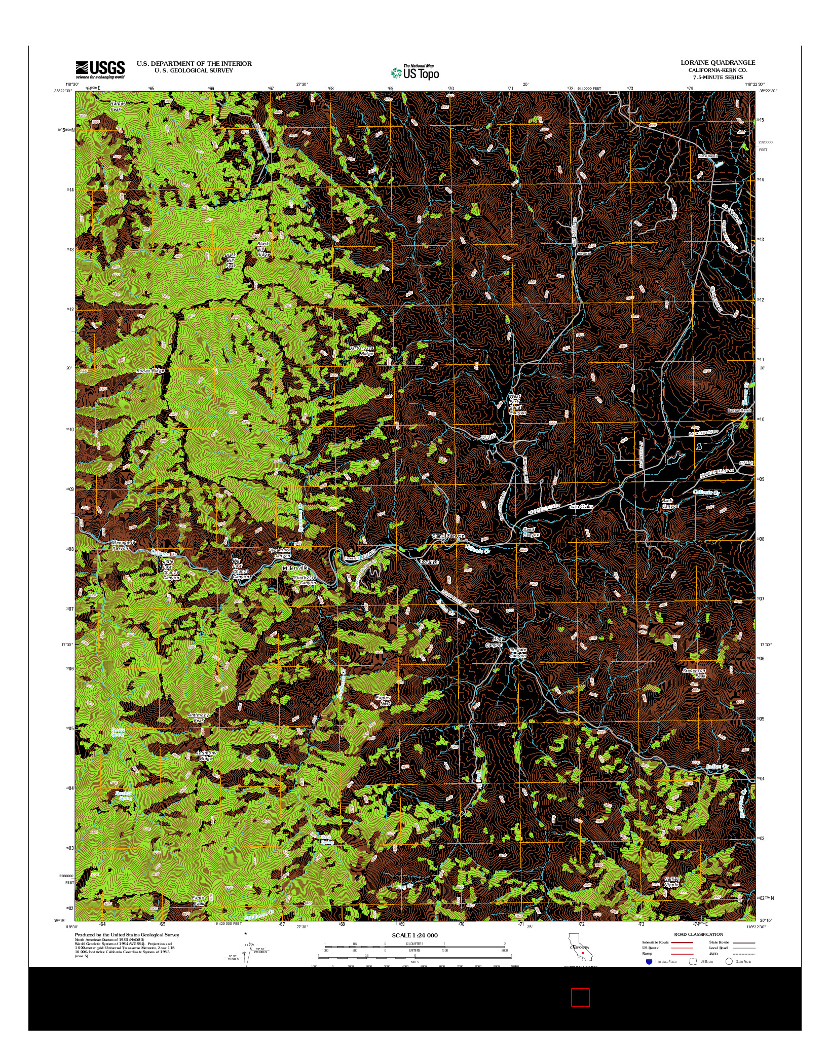 USGS US TOPO 7.5-MINUTE MAP FOR LORAINE, CA 2012