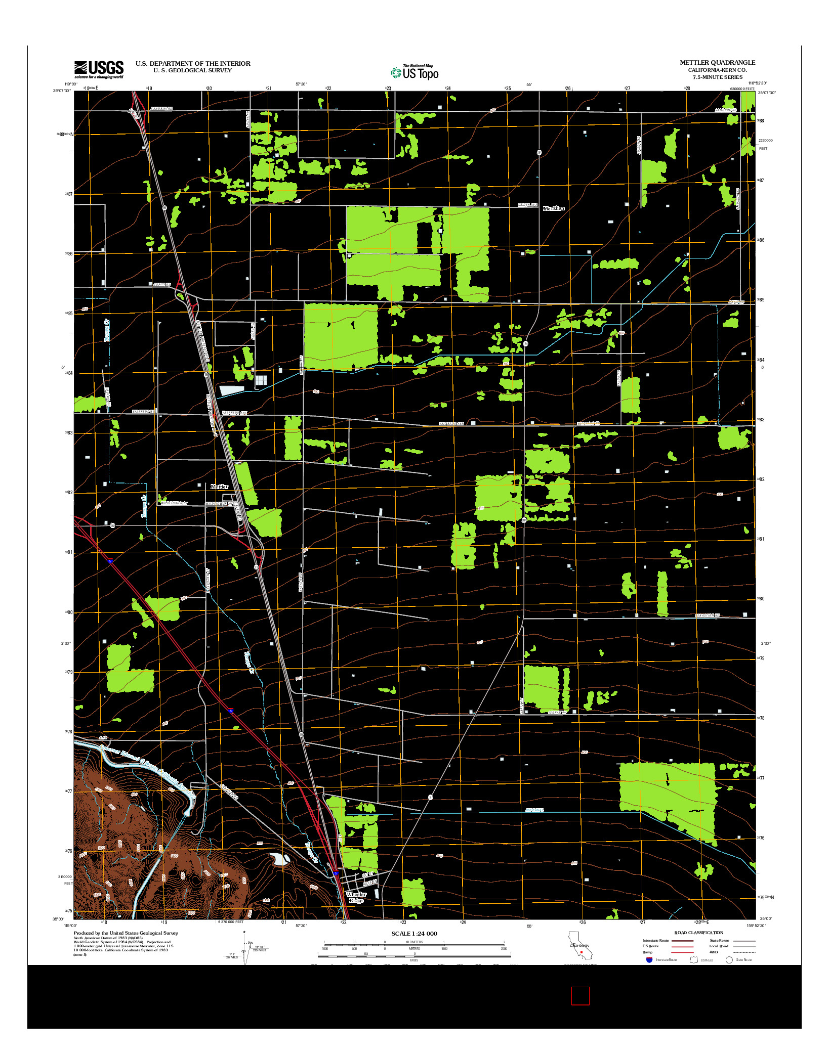 USGS US TOPO 7.5-MINUTE MAP FOR METTLER, CA 2012