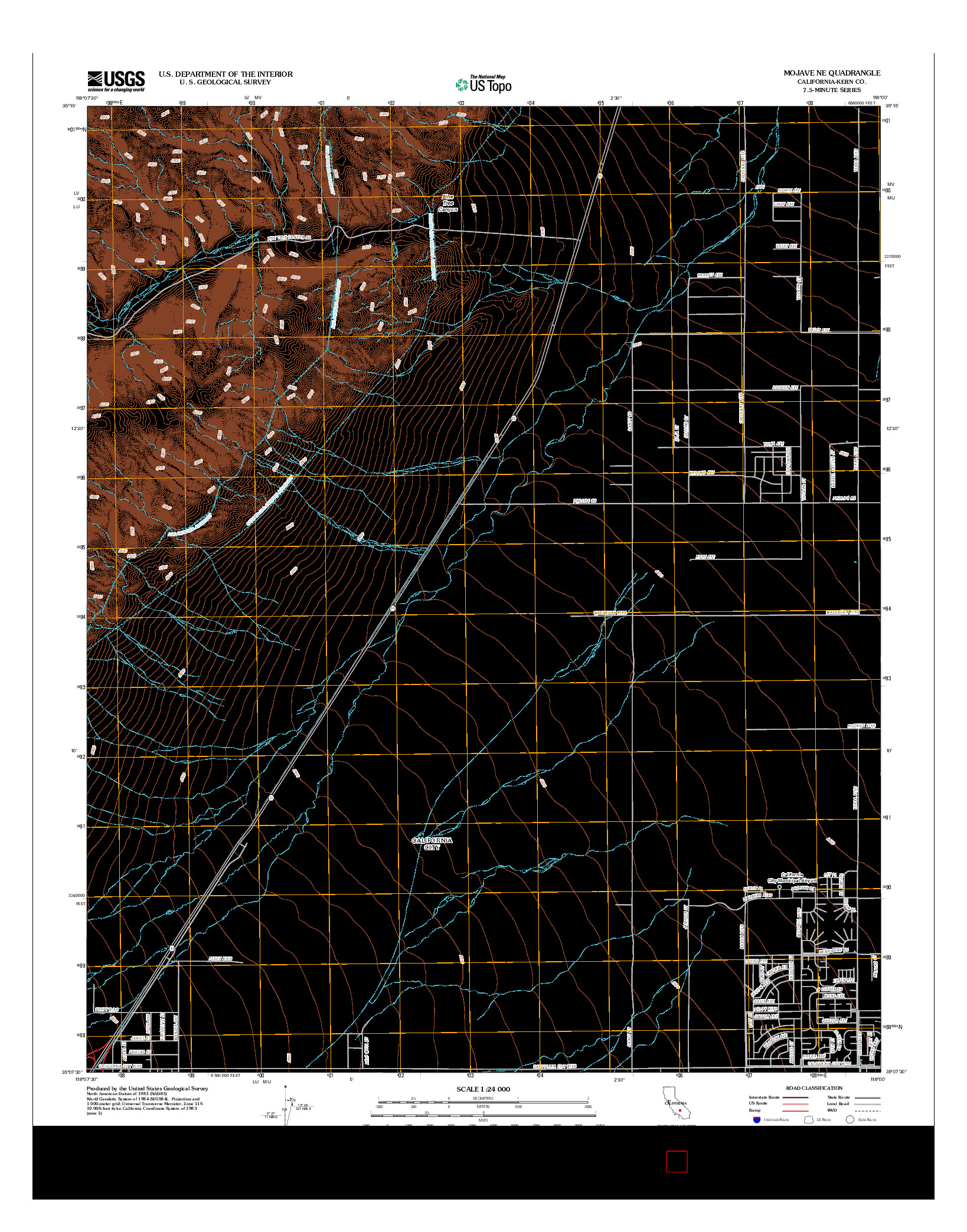 USGS US TOPO 7.5-MINUTE MAP FOR MOJAVE NE, CA 2012