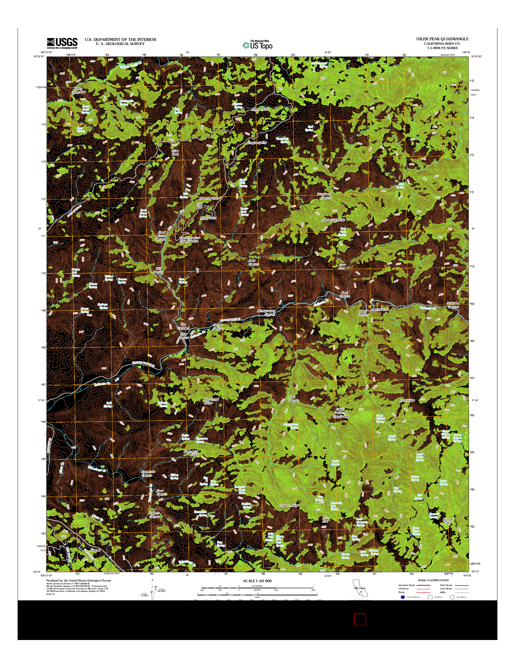 USGS US TOPO 7.5-MINUTE MAP FOR OILER PEAK, CA 2012