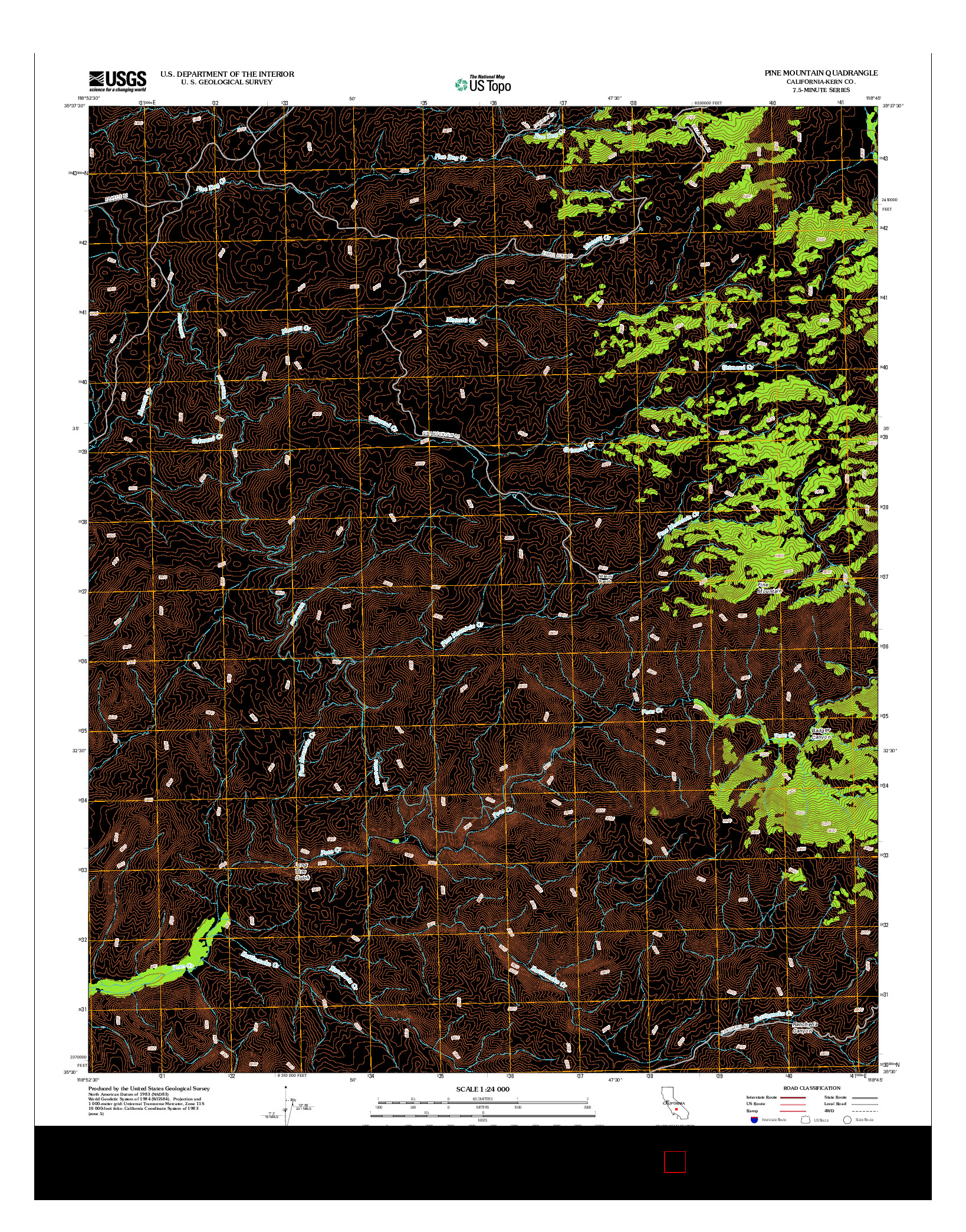 USGS US TOPO 7.5-MINUTE MAP FOR PINE MOUNTAIN, CA 2012