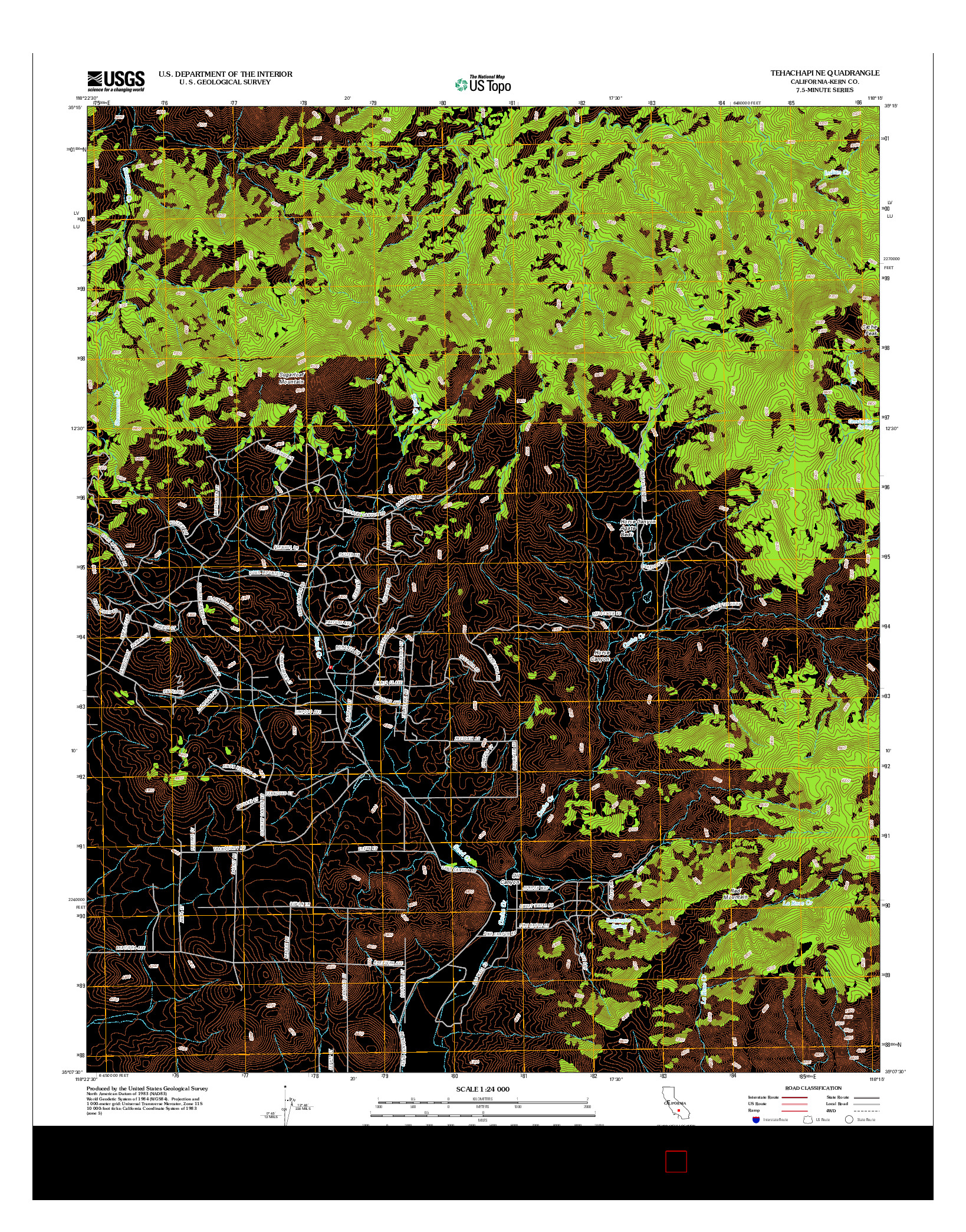 USGS US TOPO 7.5-MINUTE MAP FOR TEHACHAPI NE, CA 2012