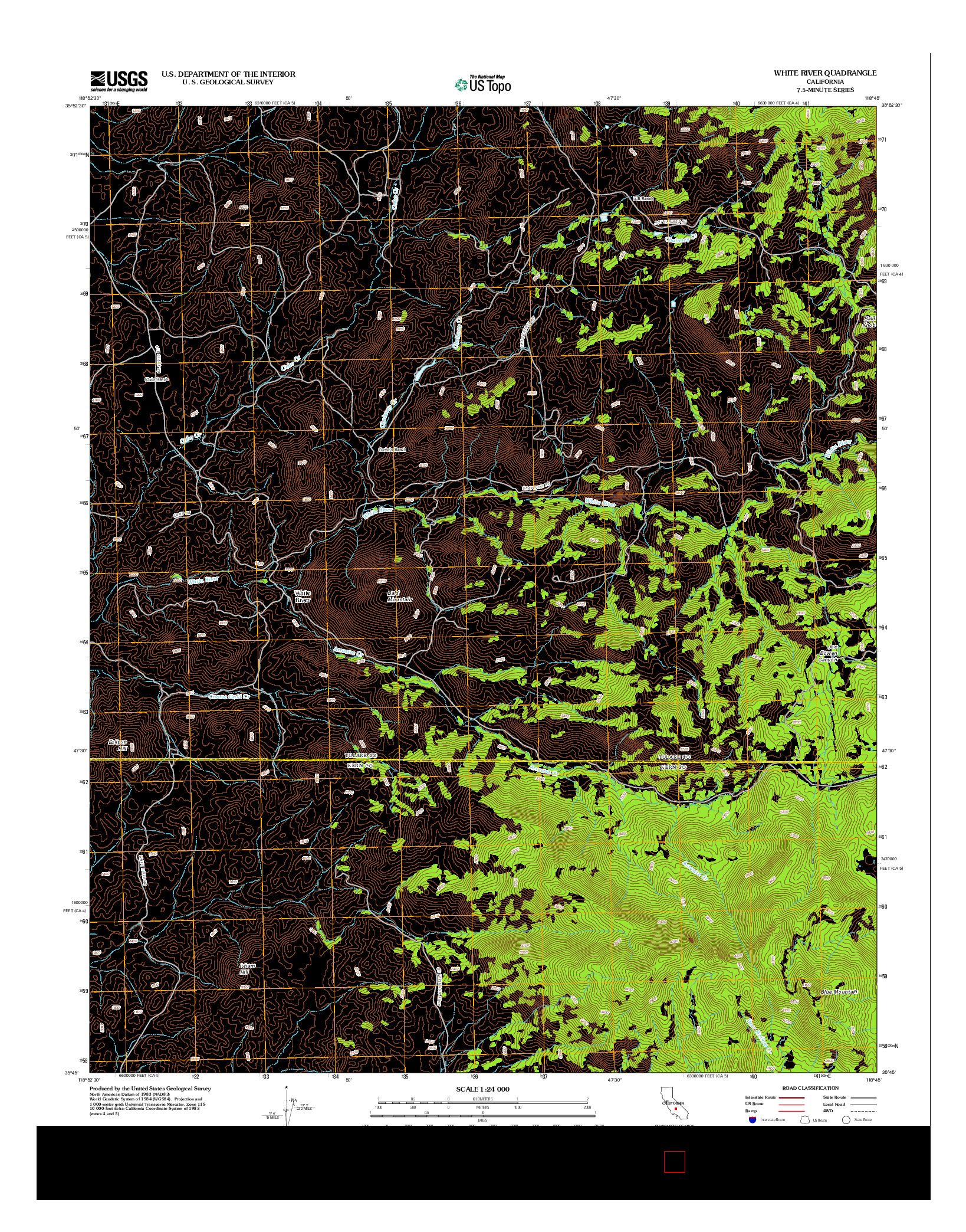 USGS US TOPO 7.5-MINUTE MAP FOR WHITE RIVER, CA 2012