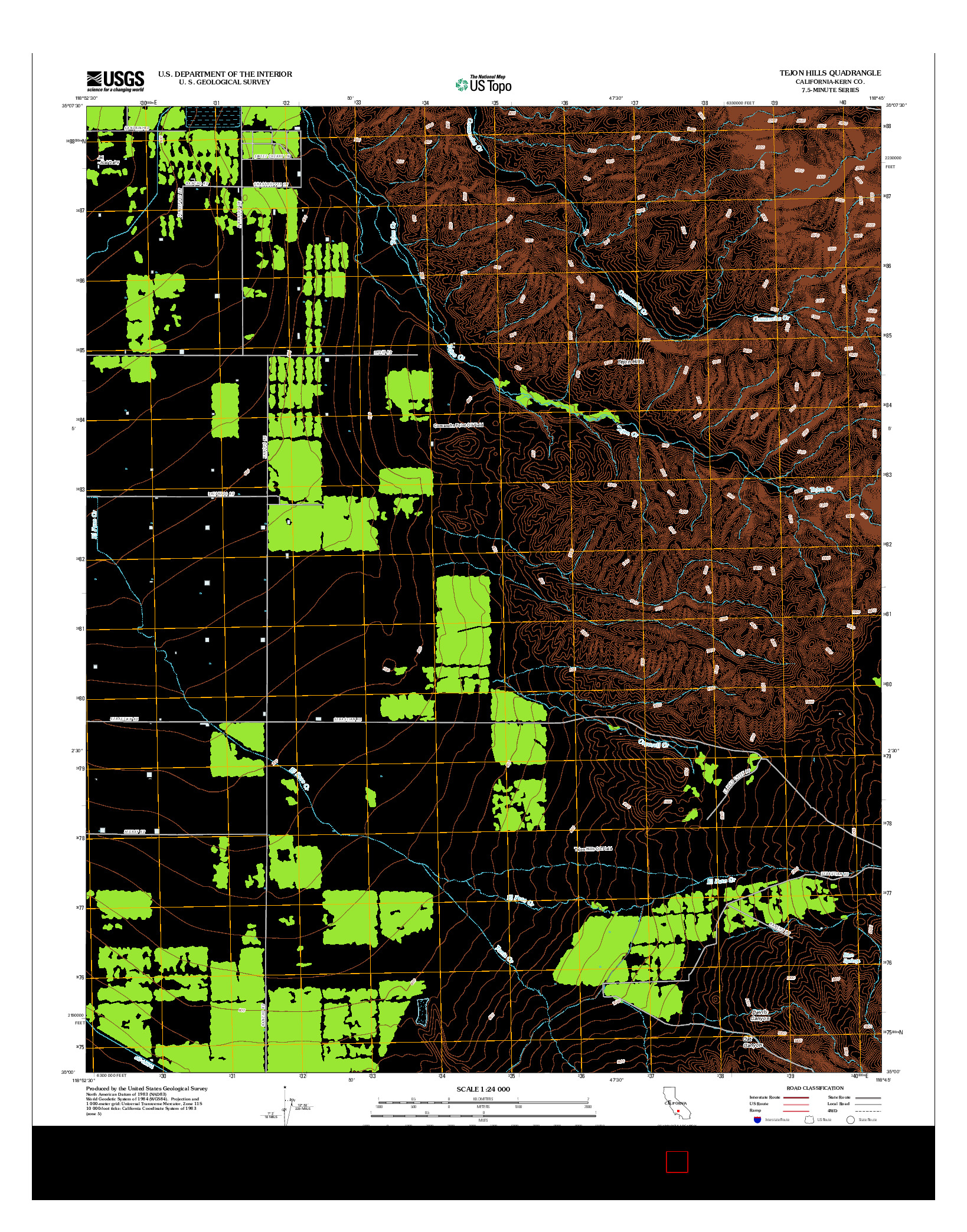 USGS US TOPO 7.5-MINUTE MAP FOR TEJON HILLS, CA 2012