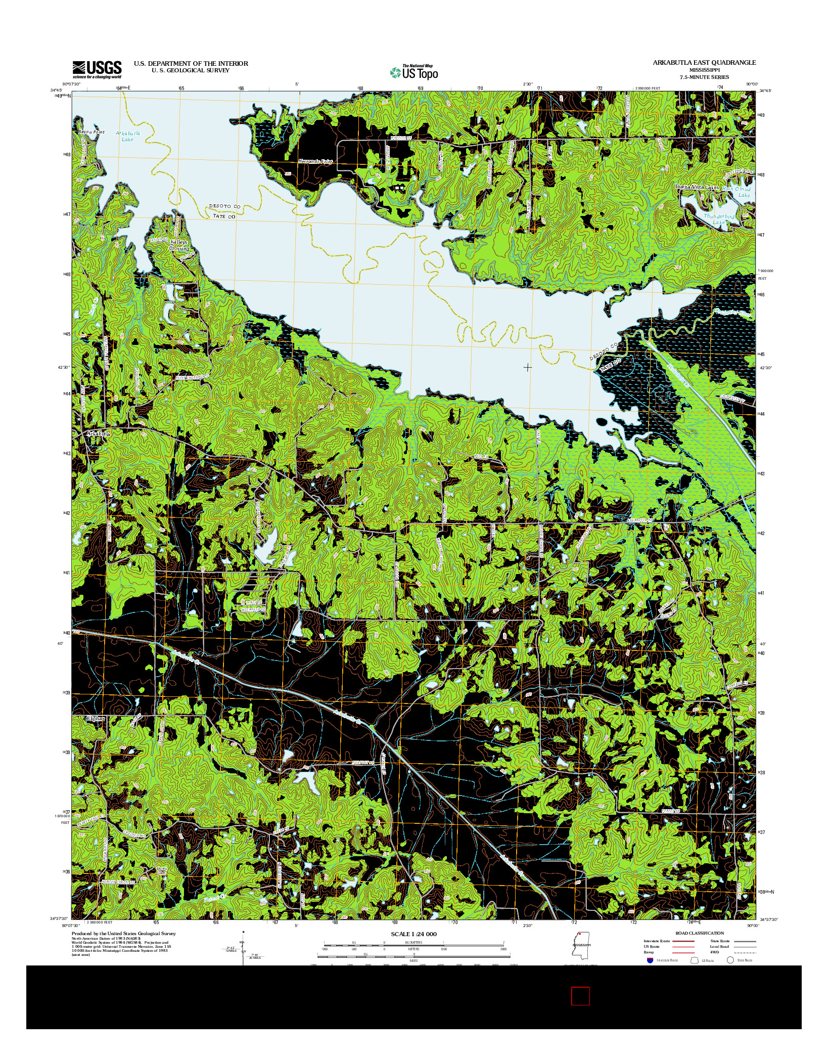 USGS US TOPO 7.5-MINUTE MAP FOR ARKABUTLA EAST, MS 2012
