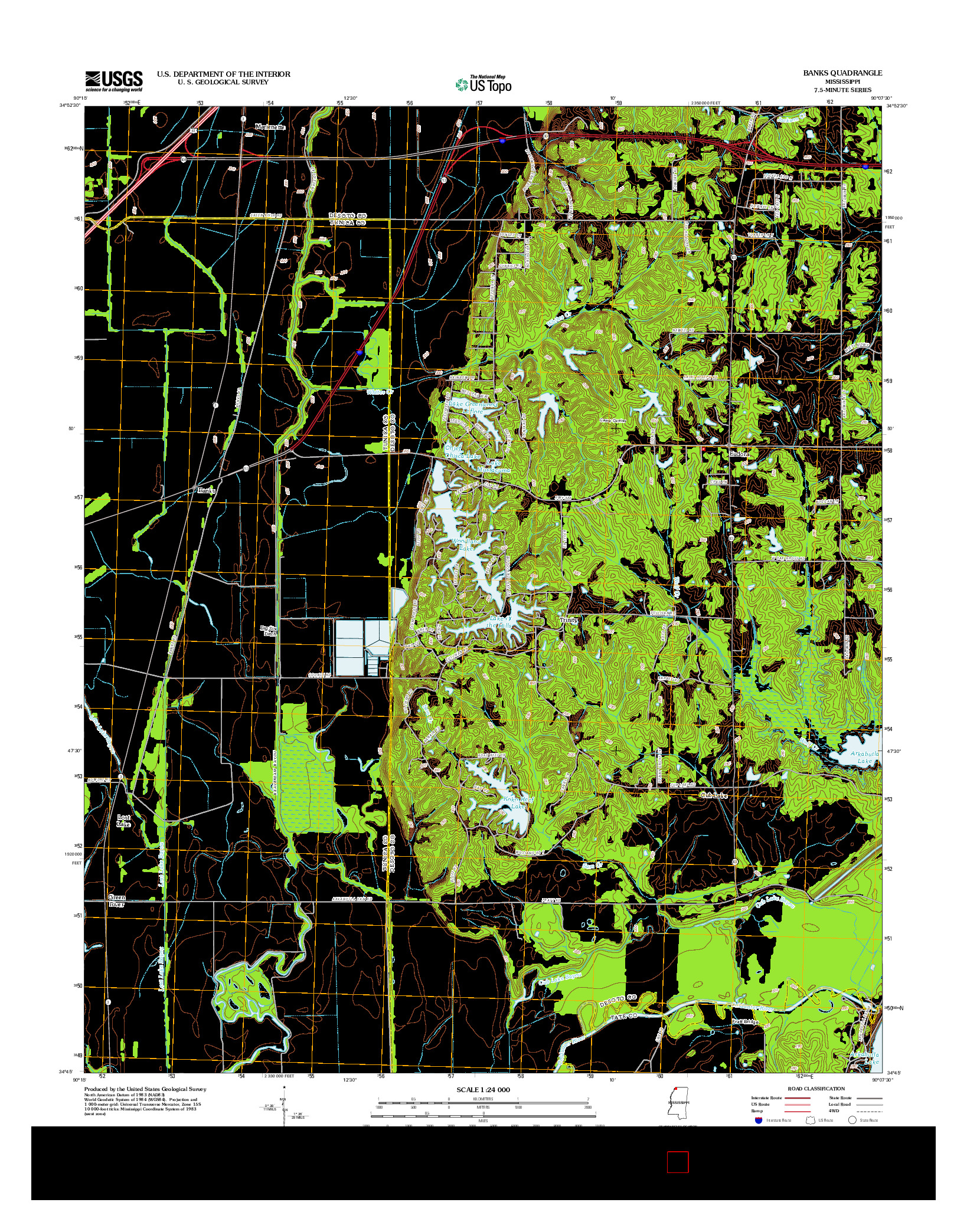 USGS US TOPO 7.5-MINUTE MAP FOR BANKS, MS 2012