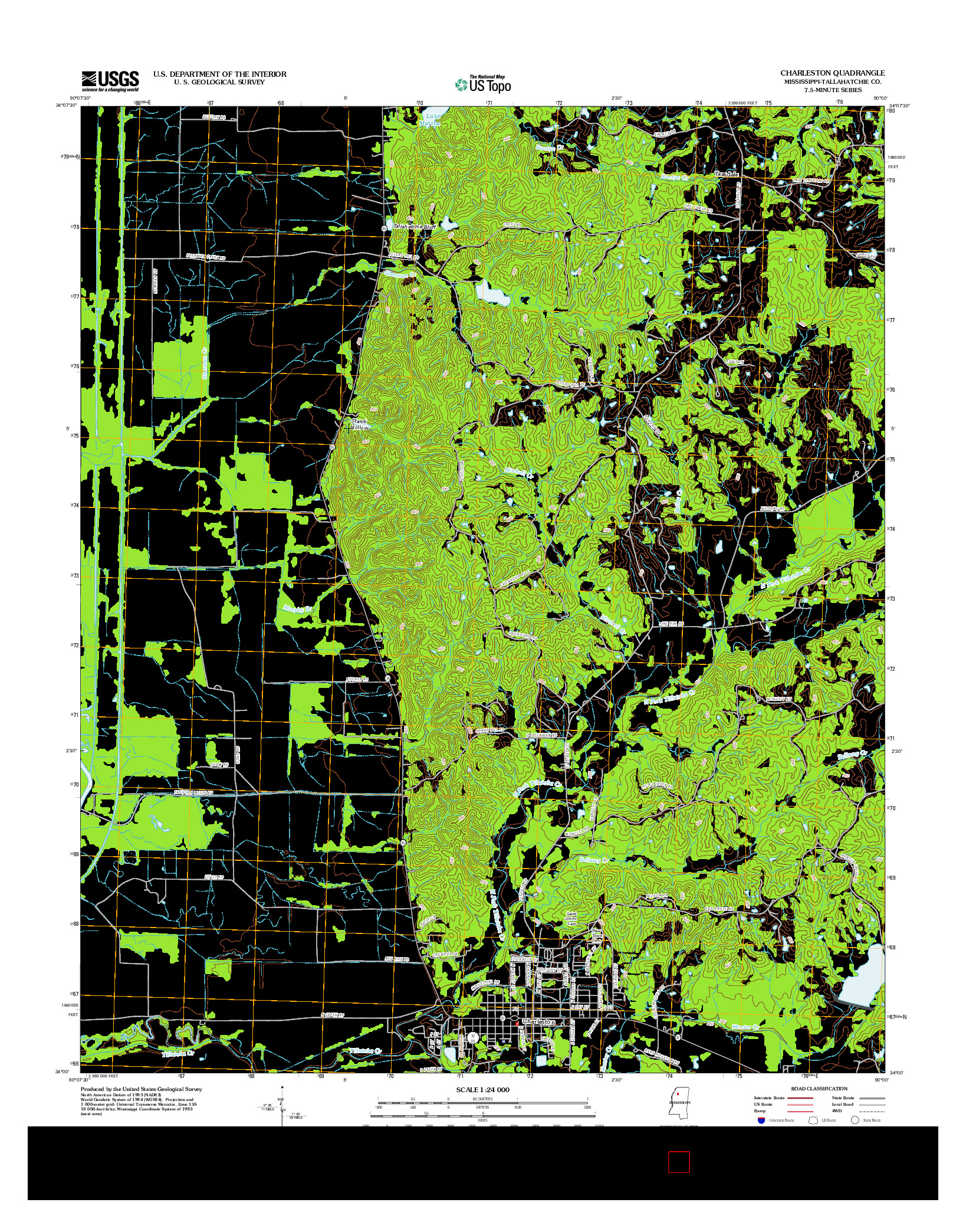 USGS US TOPO 7.5-MINUTE MAP FOR CHARLESTON, MS 2012