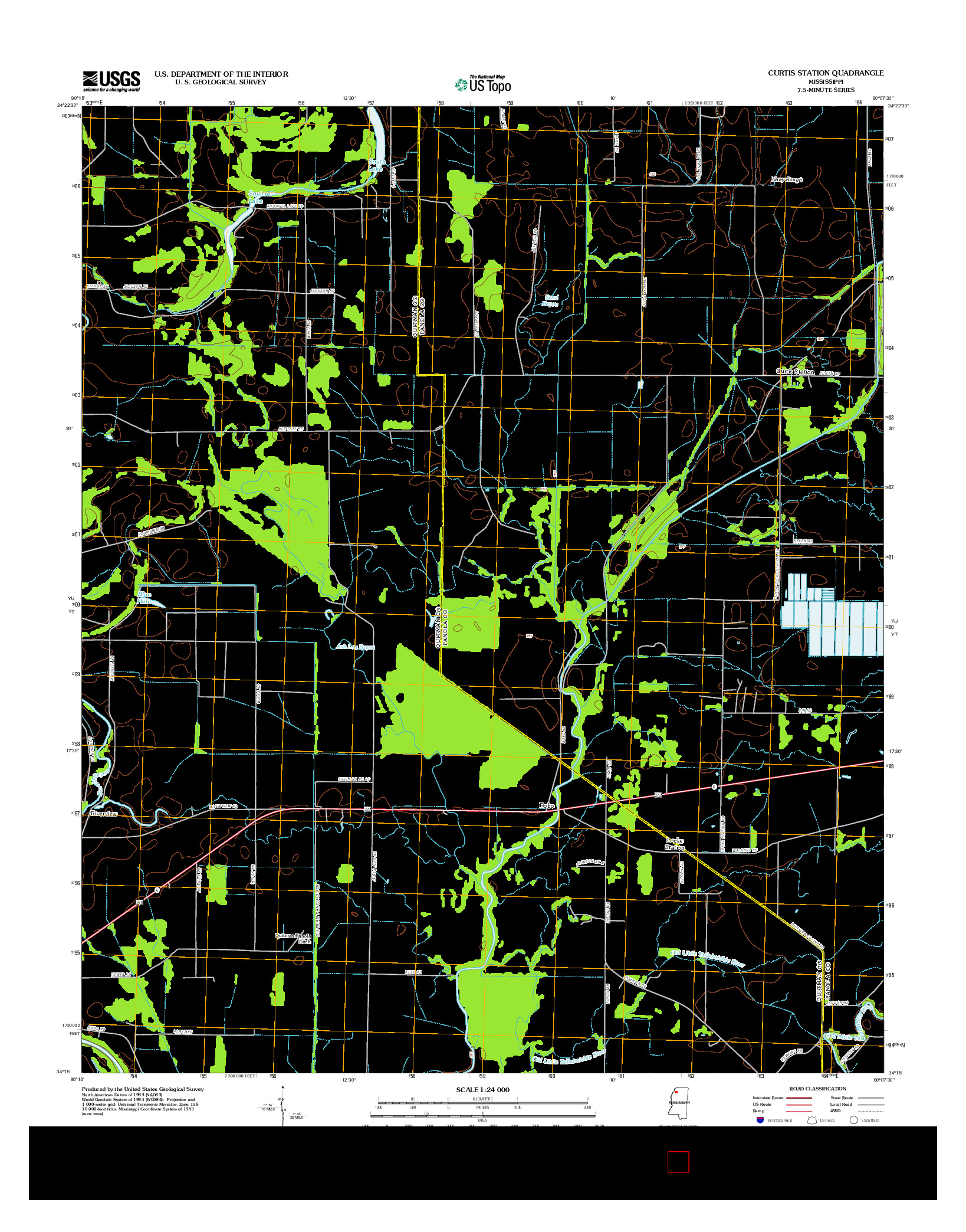 USGS US TOPO 7.5-MINUTE MAP FOR CURTIS STATION, MS 2012