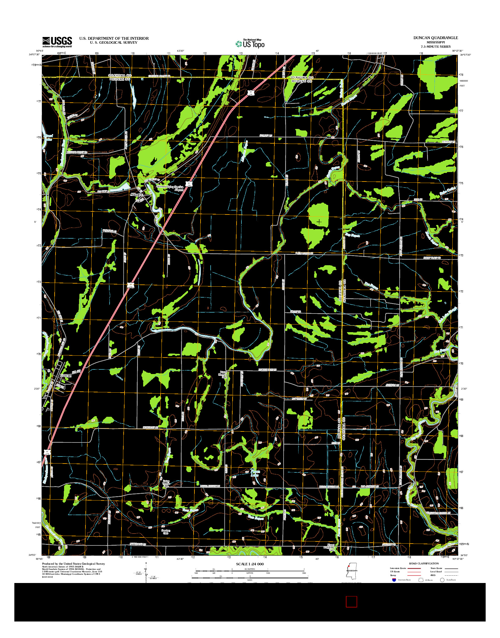 USGS US TOPO 7.5-MINUTE MAP FOR DUNCAN, MS 2012