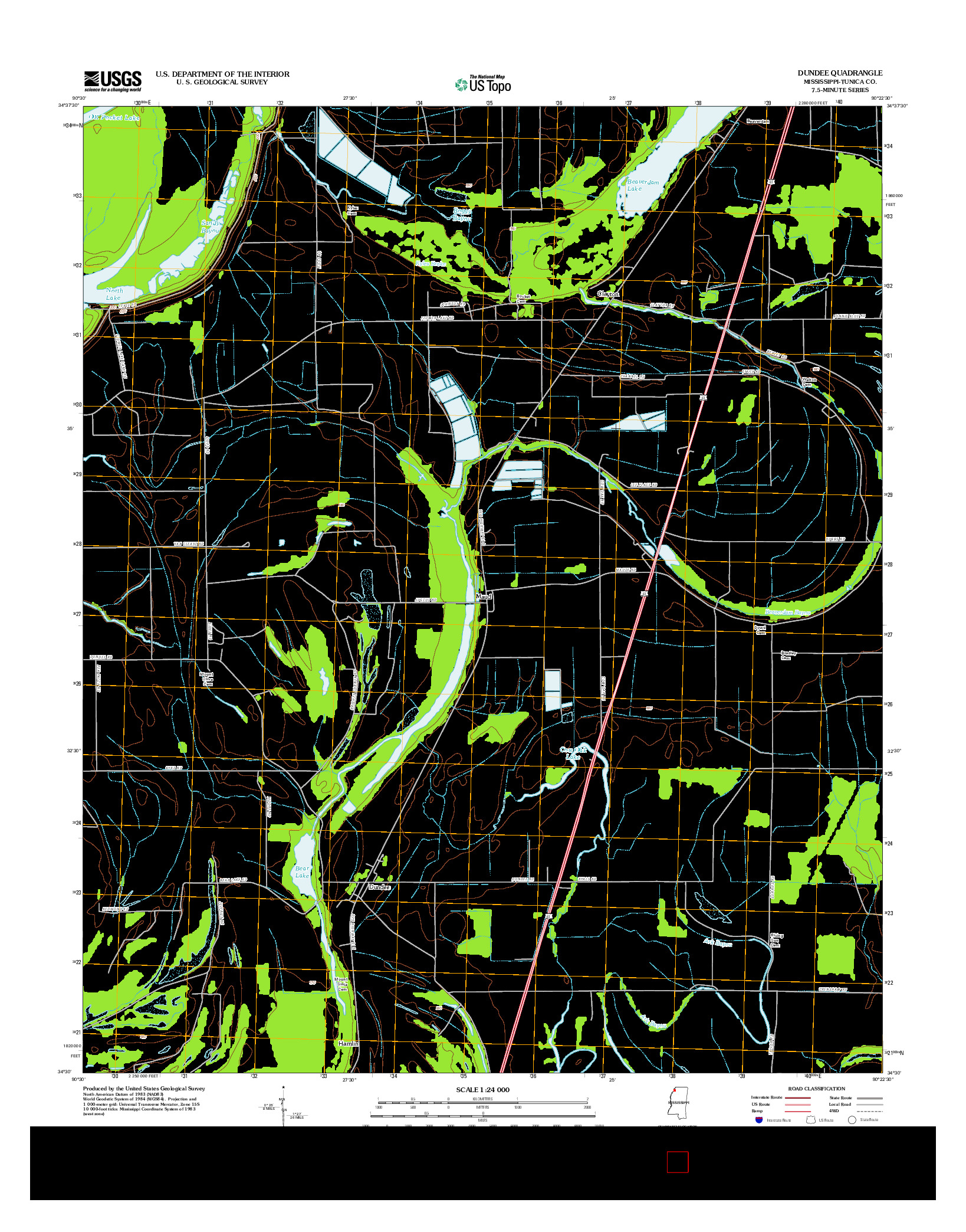 USGS US TOPO 7.5-MINUTE MAP FOR DUNDEE, MS 2012