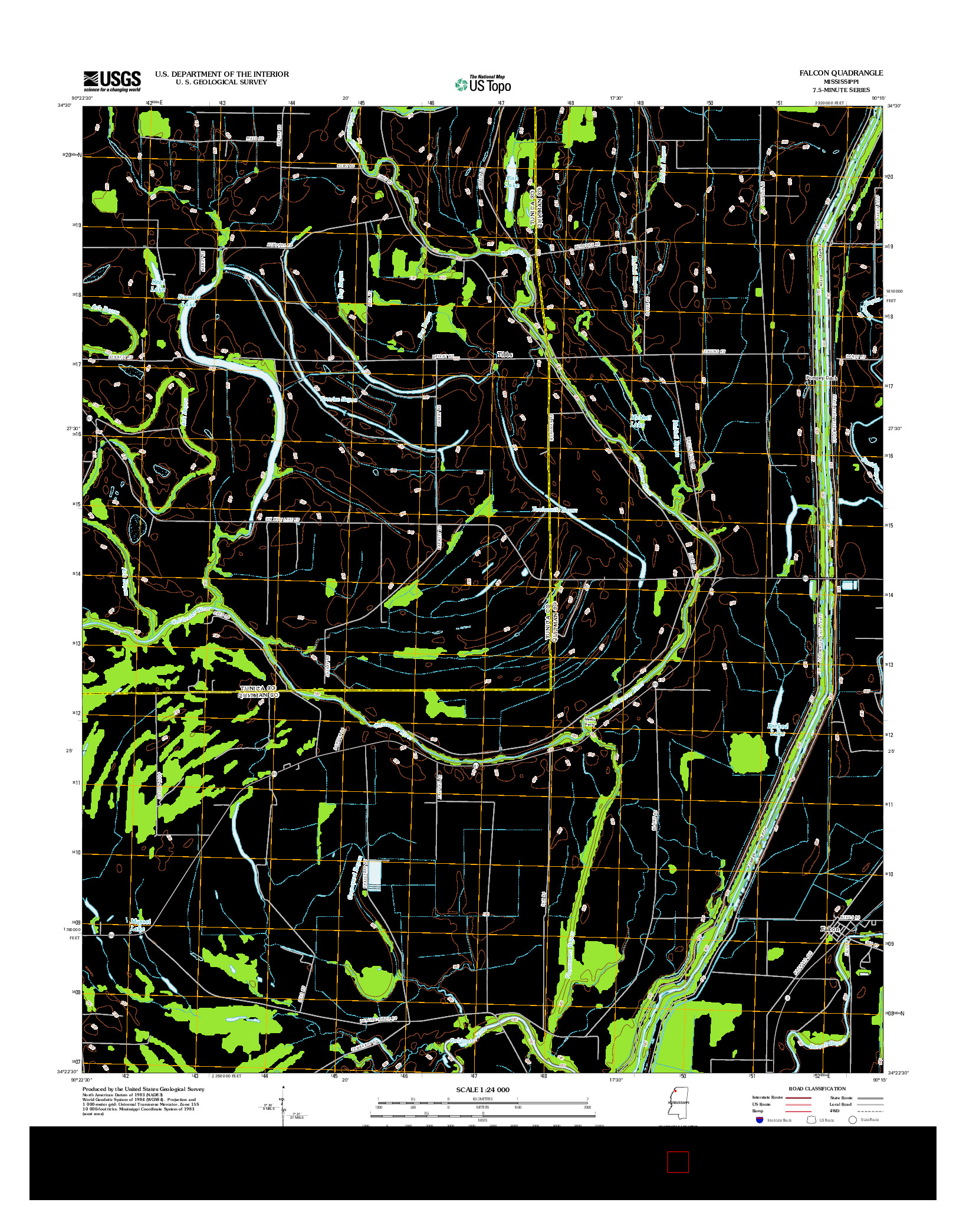 USGS US TOPO 7.5-MINUTE MAP FOR FALCON, MS 2012