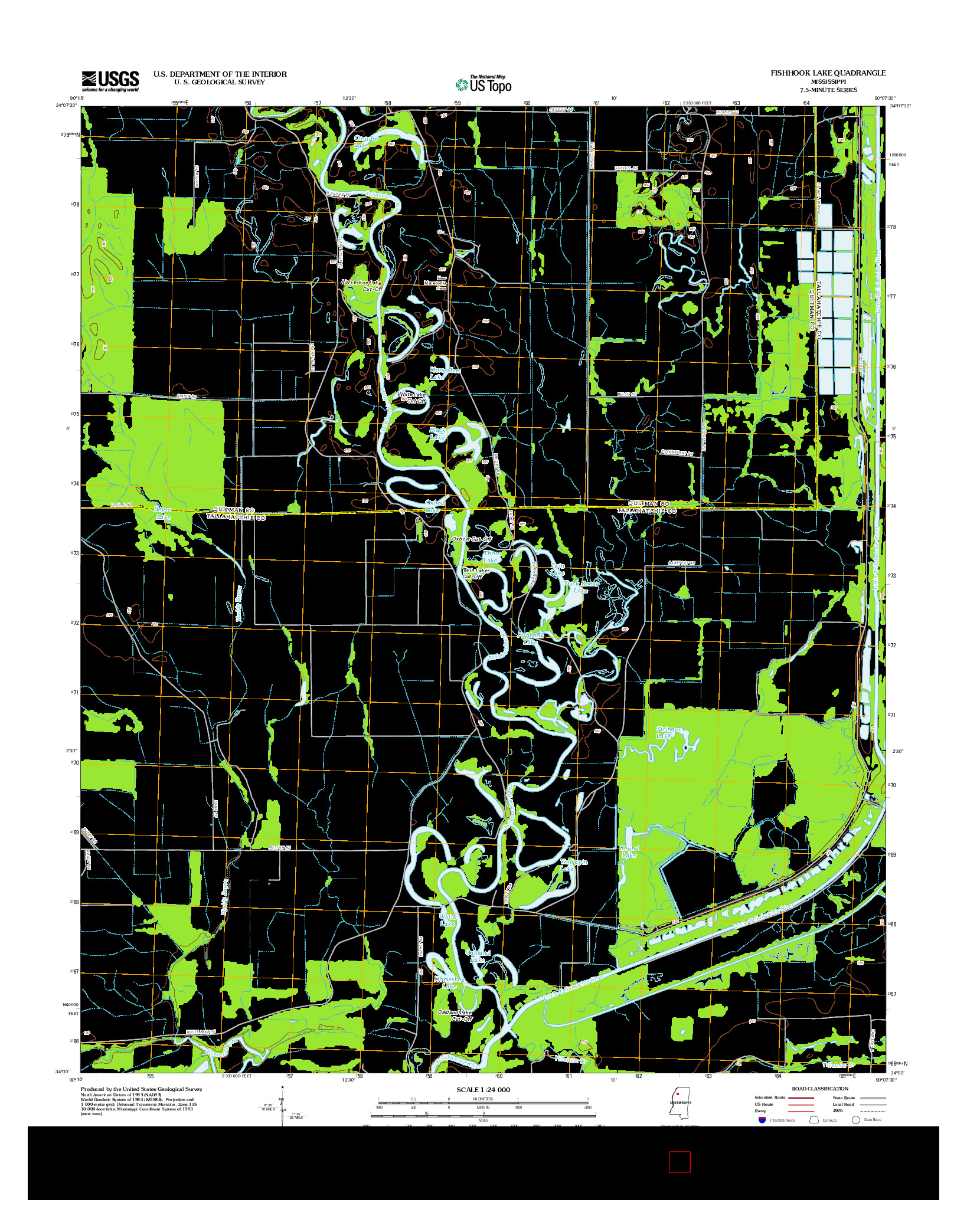USGS US TOPO 7.5-MINUTE MAP FOR FISHHOOK LAKE, MS 2012