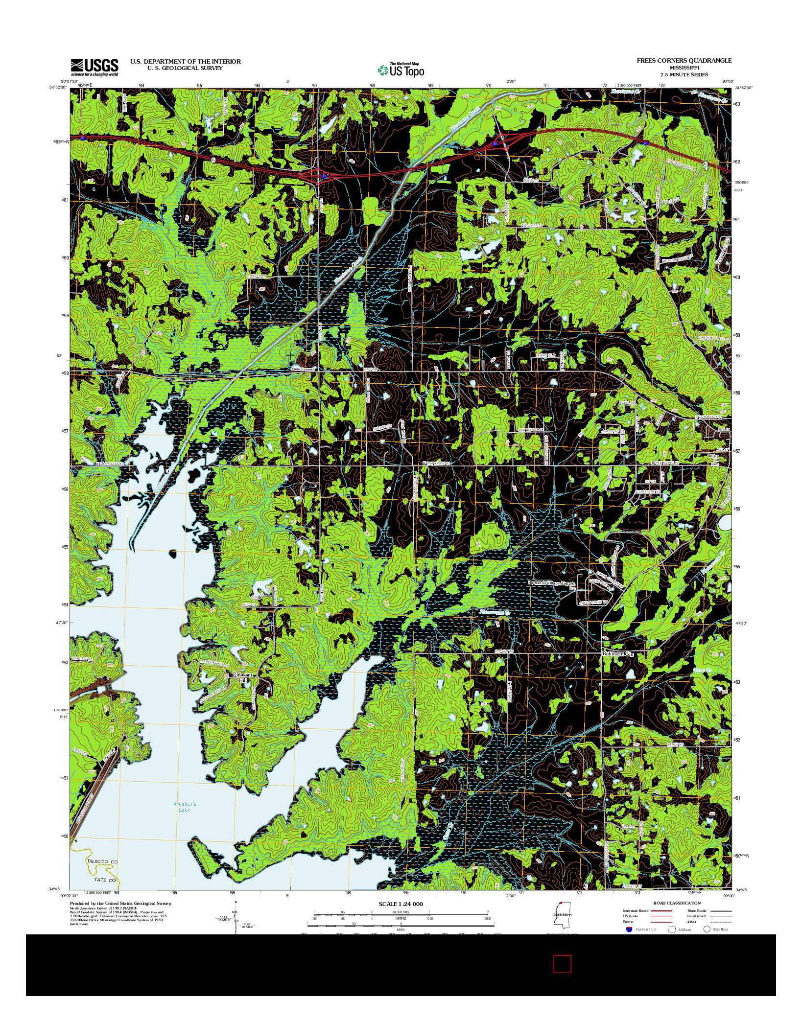 USGS US TOPO 7.5-MINUTE MAP FOR FREES CORNERS, MS 2012