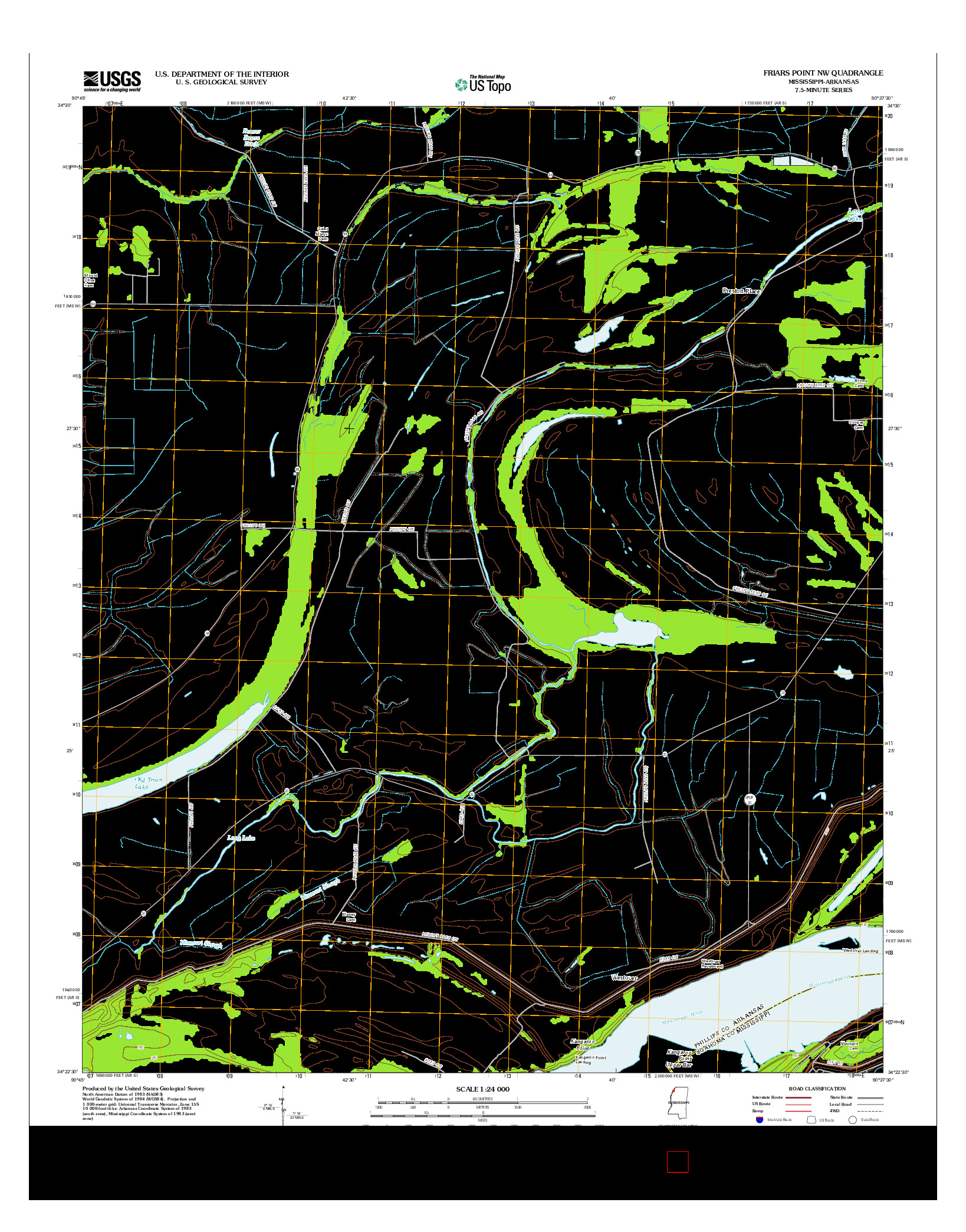 USGS US TOPO 7.5-MINUTE MAP FOR FRIARS POINT NW, MS-AR 2012