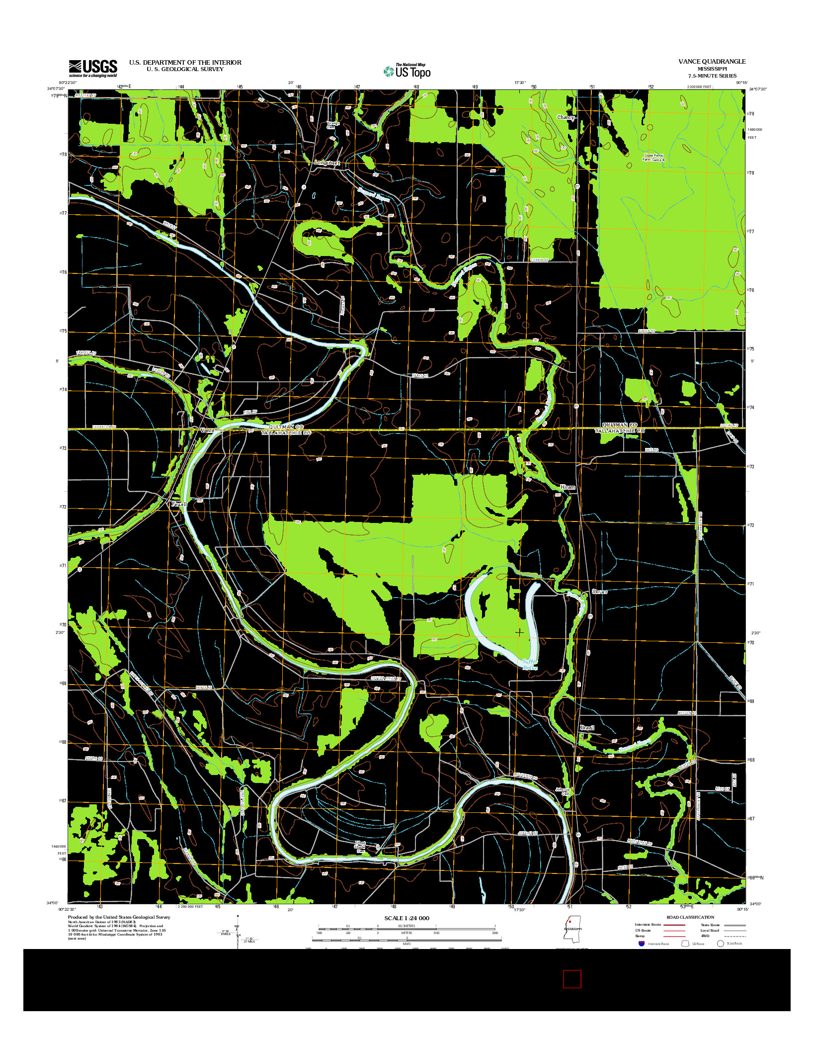 USGS US TOPO 7.5-MINUTE MAP FOR VANCE, MS 2012