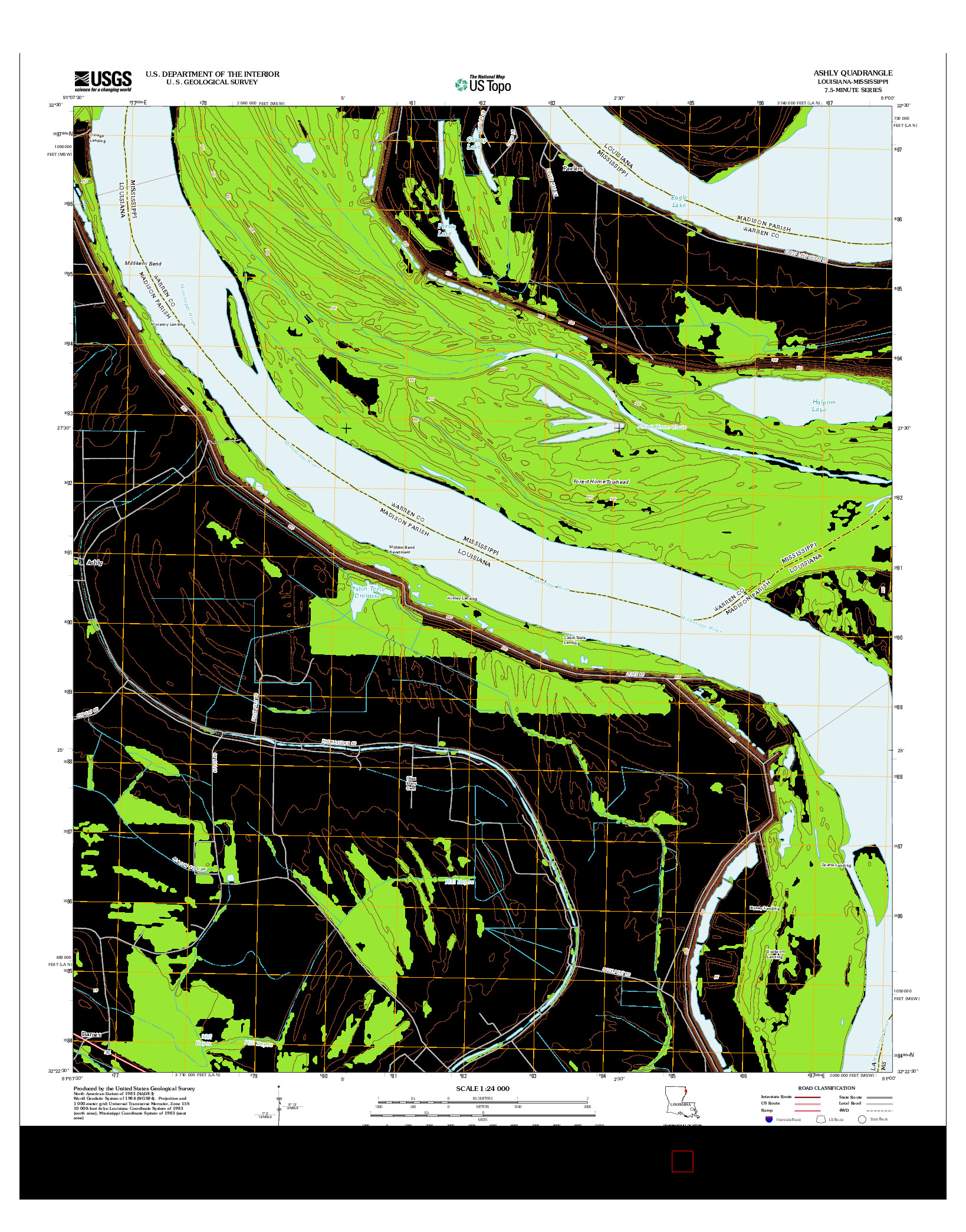 USGS US TOPO 7.5-MINUTE MAP FOR ASHLY, LA-MS 2012