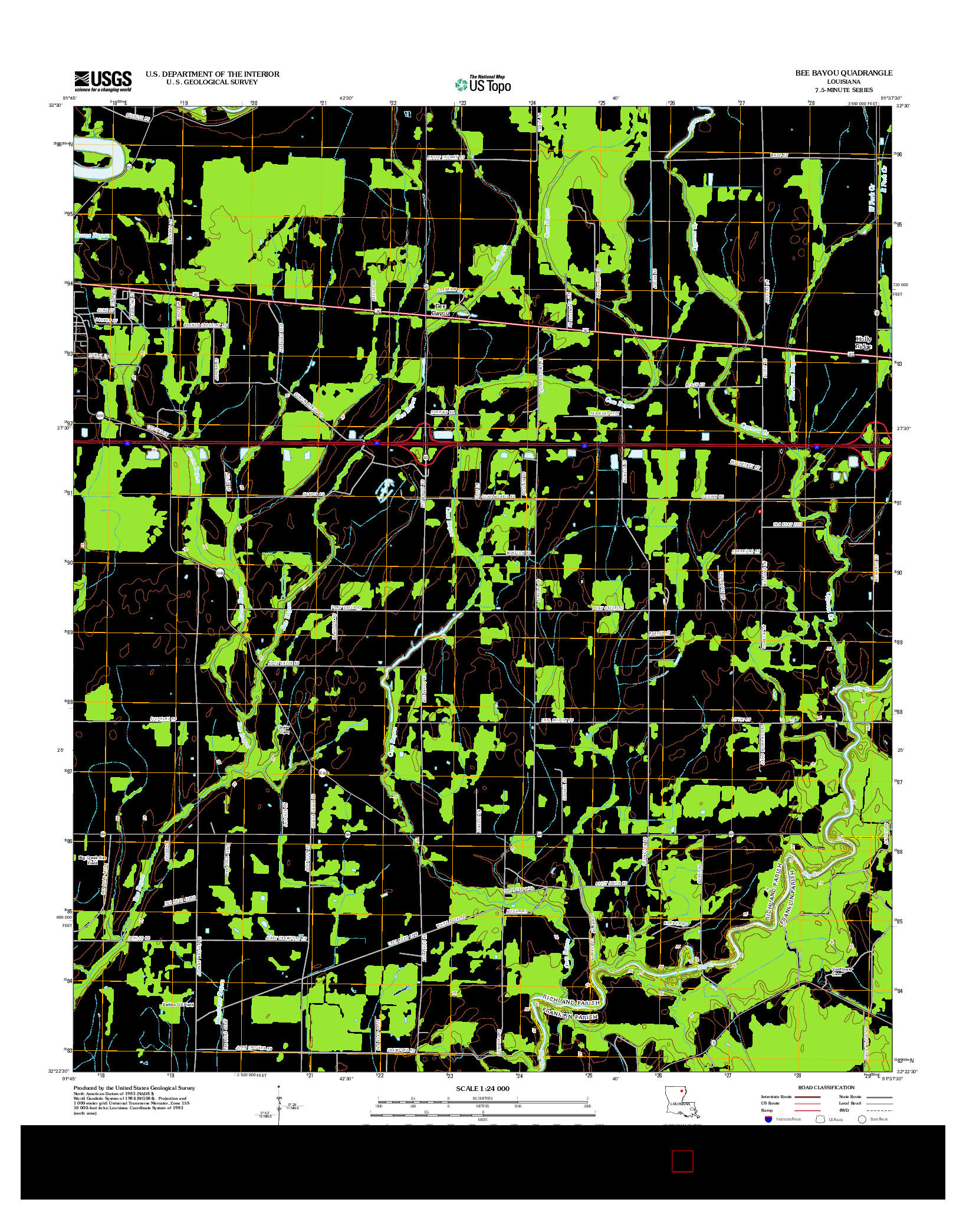 USGS US TOPO 7.5-MINUTE MAP FOR BEE BAYOU, LA 2012