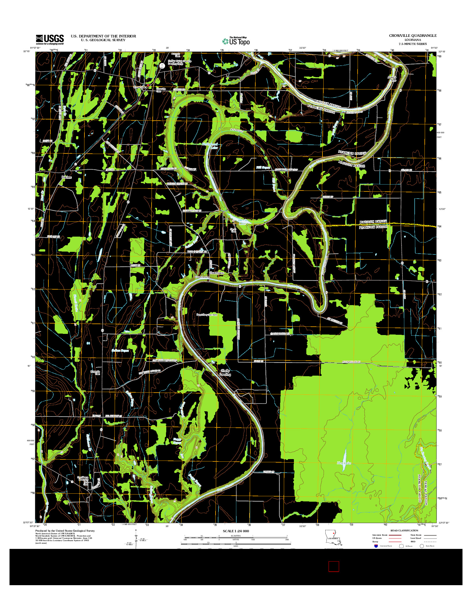 USGS US TOPO 7.5-MINUTE MAP FOR CROWVILLE, LA 2012