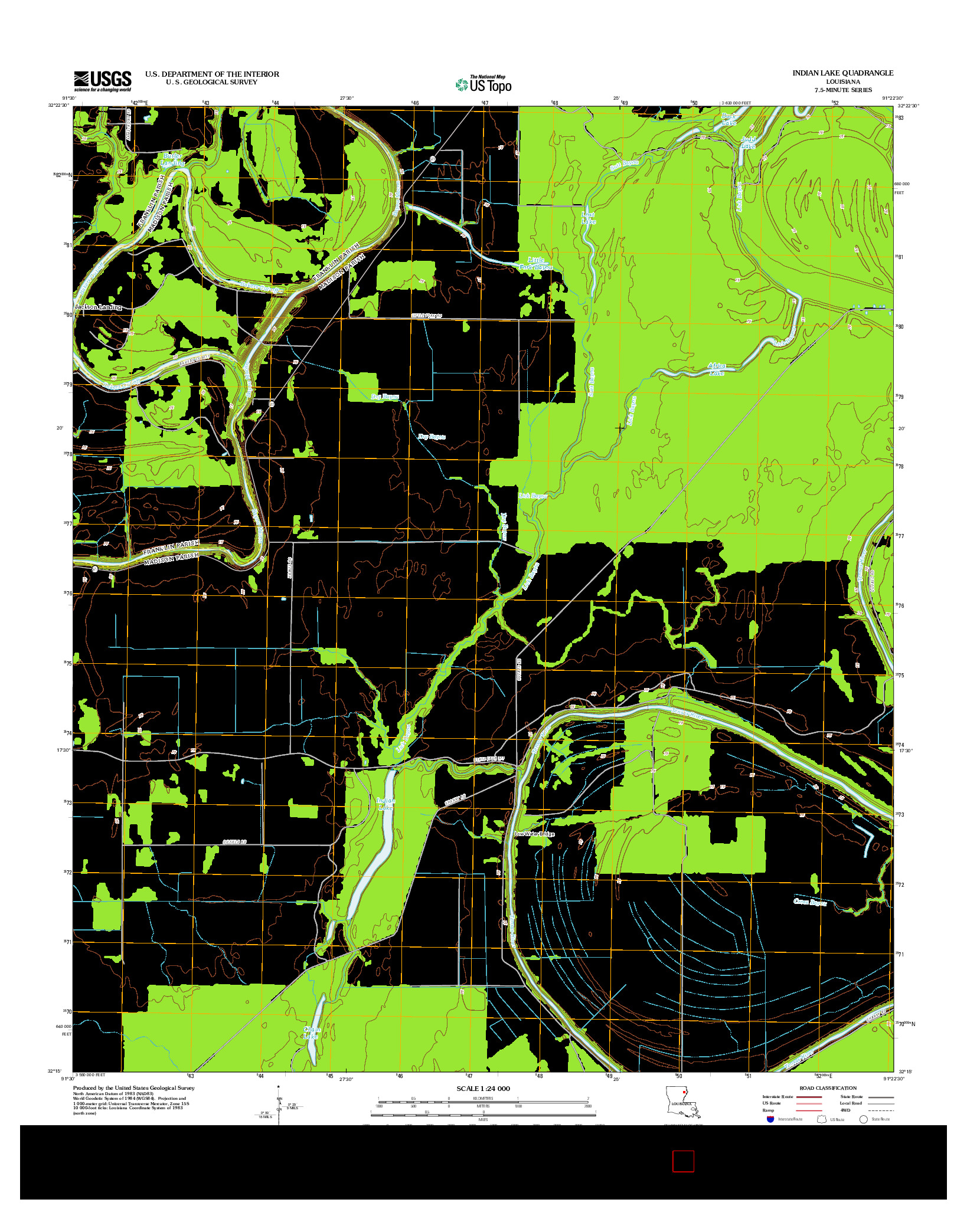 USGS US TOPO 7.5-MINUTE MAP FOR INDIAN LAKE, LA 2012