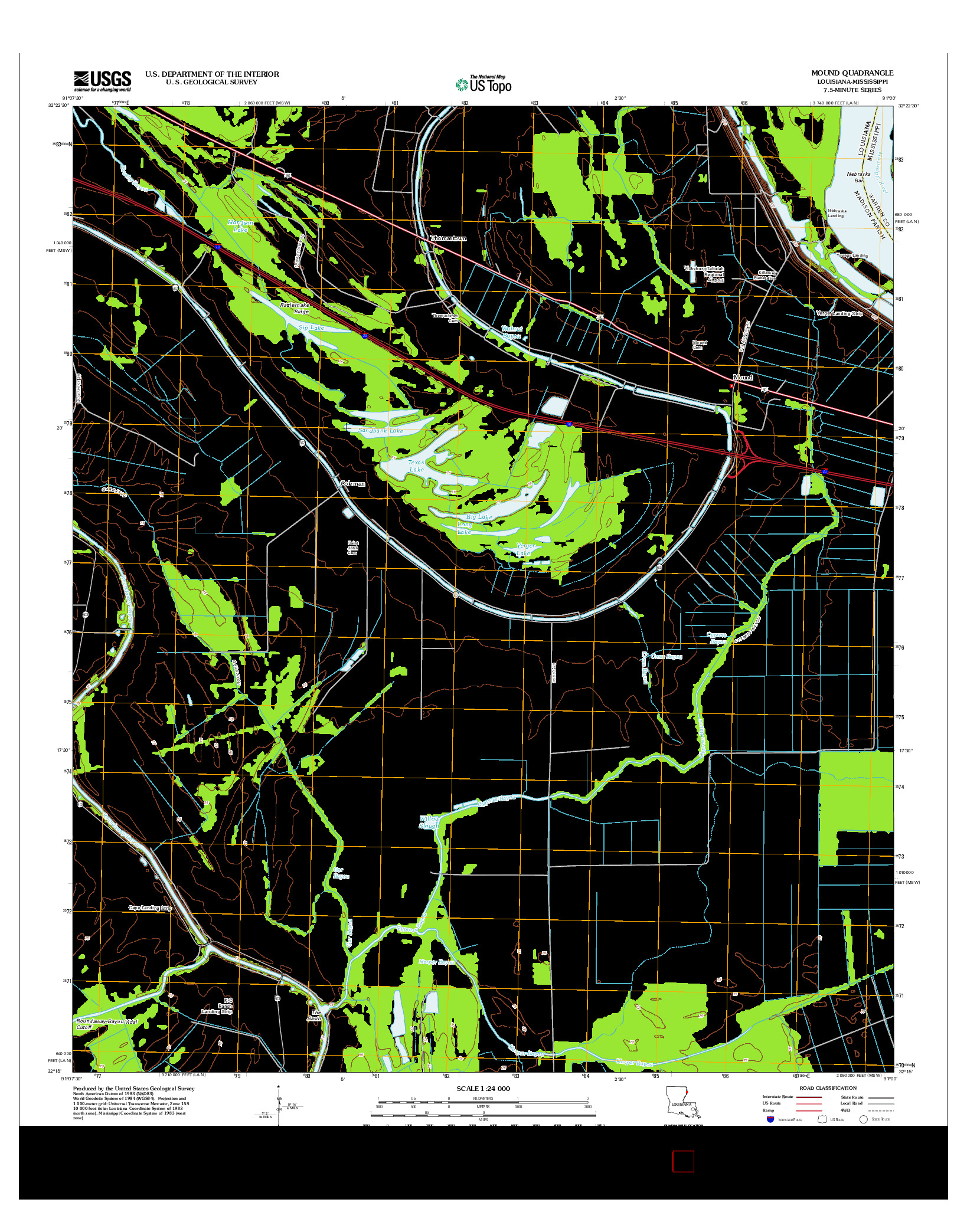 USGS US TOPO 7.5-MINUTE MAP FOR MOUND, LA-MS 2012