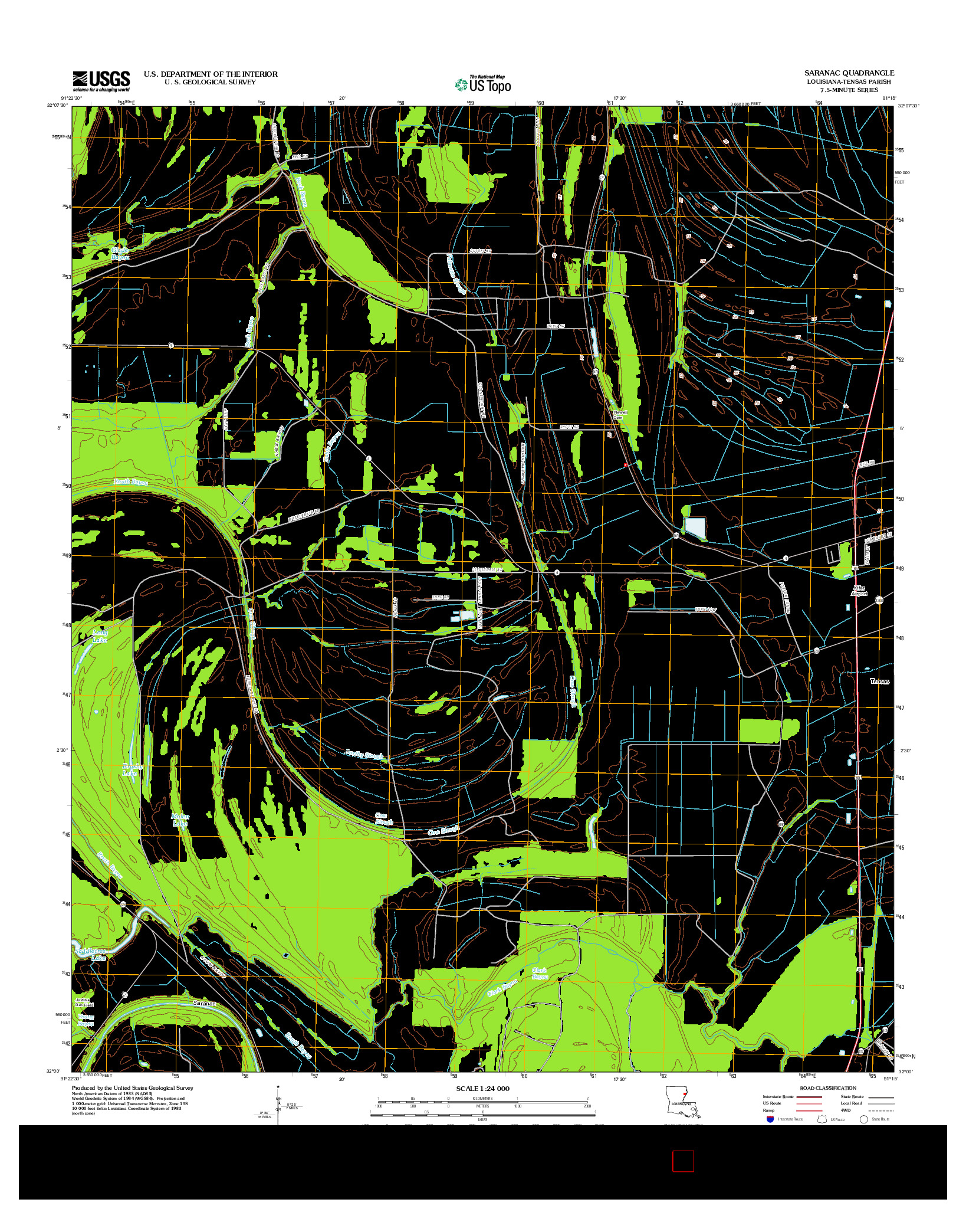 USGS US TOPO 7.5-MINUTE MAP FOR SARANAC, LA 2012