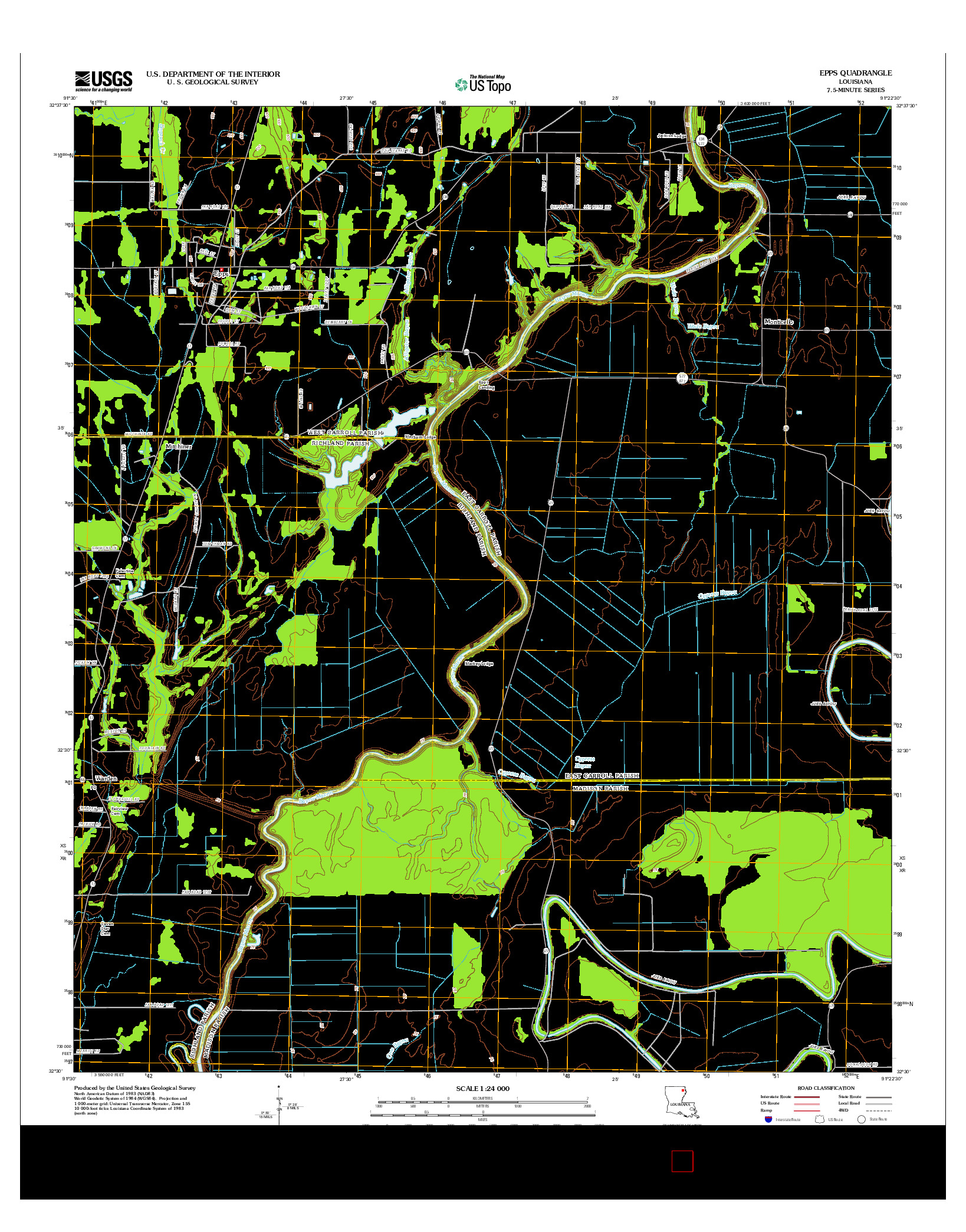 USGS US TOPO 7.5-MINUTE MAP FOR EPPS, LA 2012