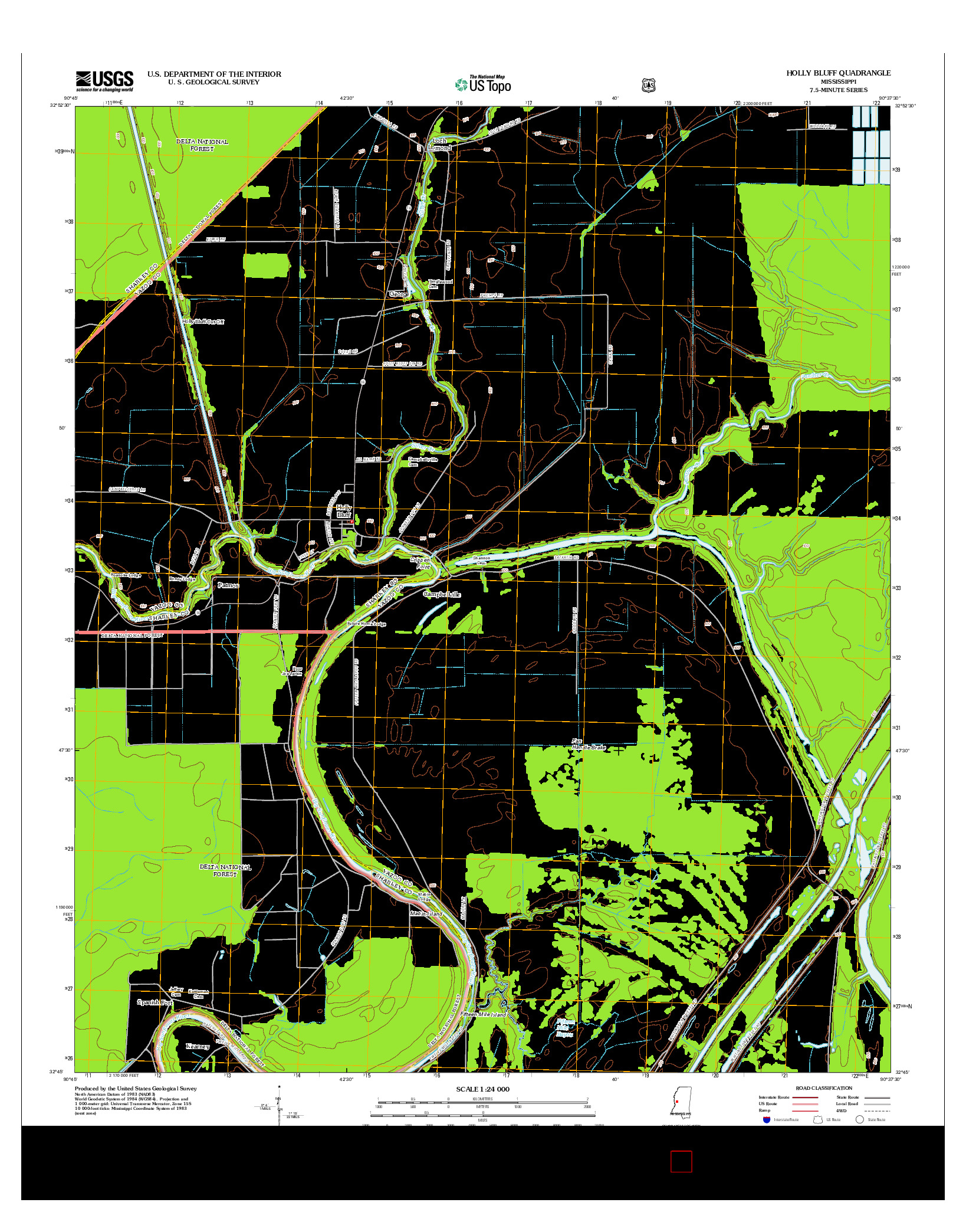 USGS US TOPO 7.5-MINUTE MAP FOR HOLLY BLUFF, MS 2012