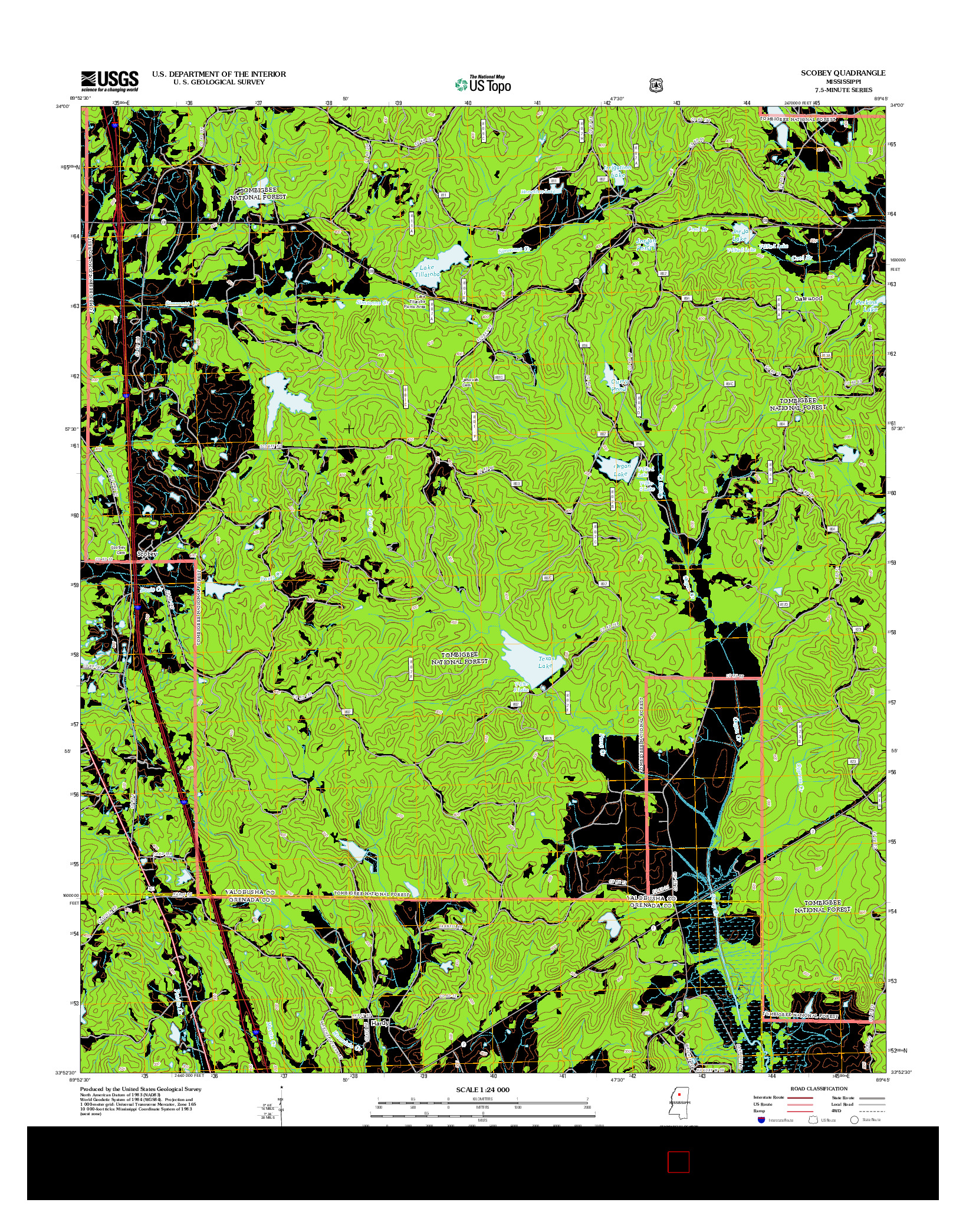 USGS US TOPO 7.5-MINUTE MAP FOR SCOBEY, MS 2012