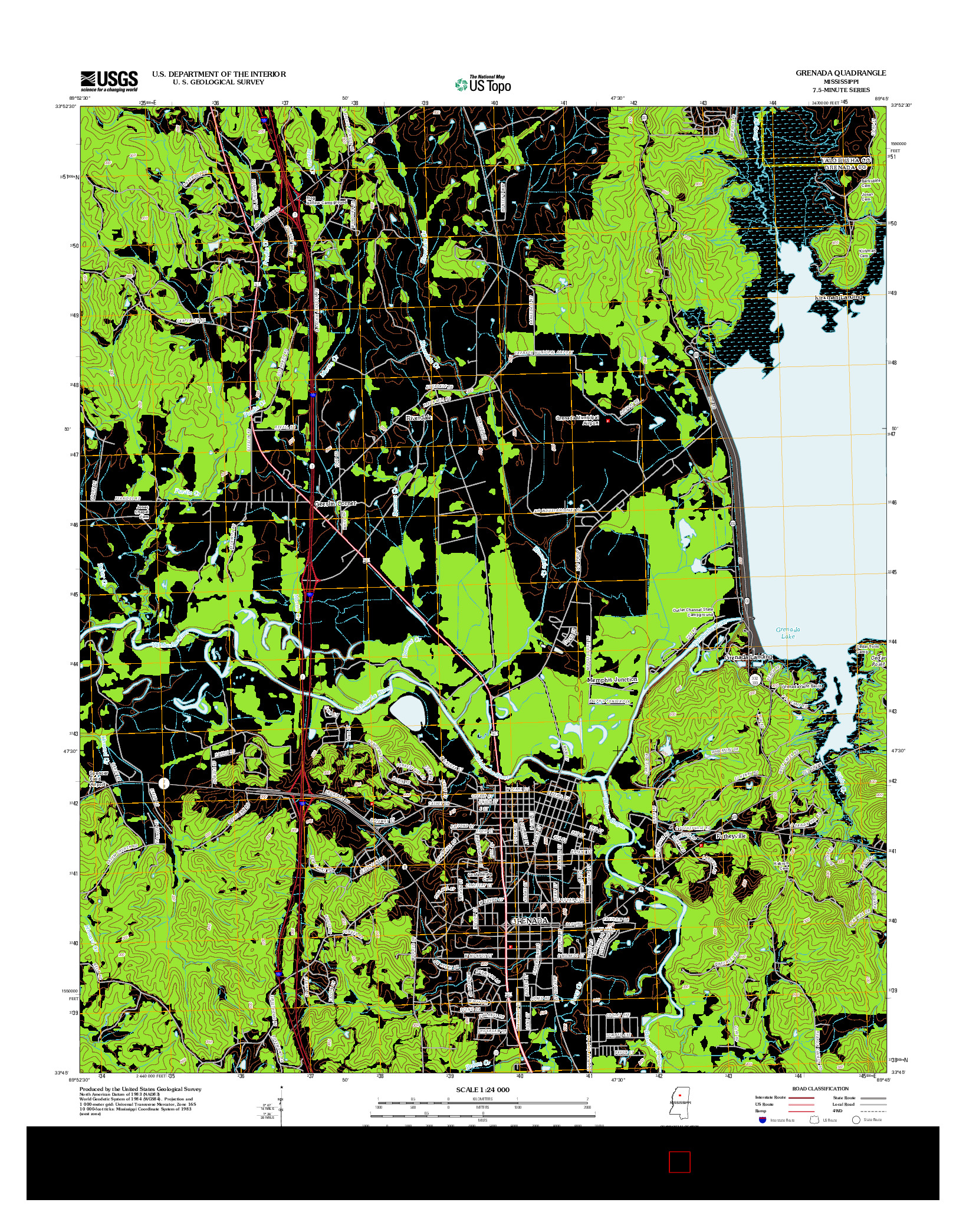 USGS US TOPO 7.5-MINUTE MAP FOR GRENADA, MS 2012