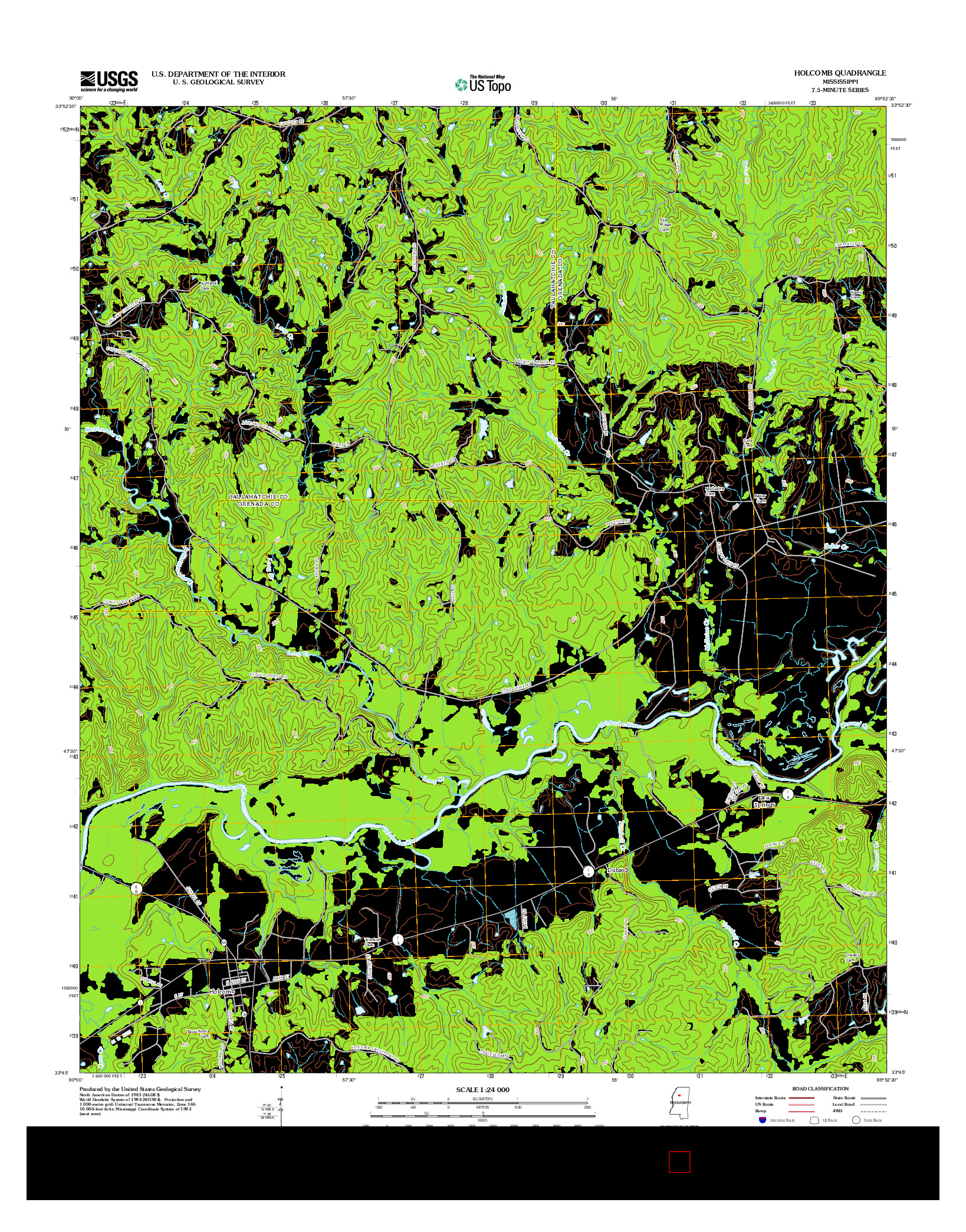 USGS US TOPO 7.5-MINUTE MAP FOR HOLCOMB, MS 2012