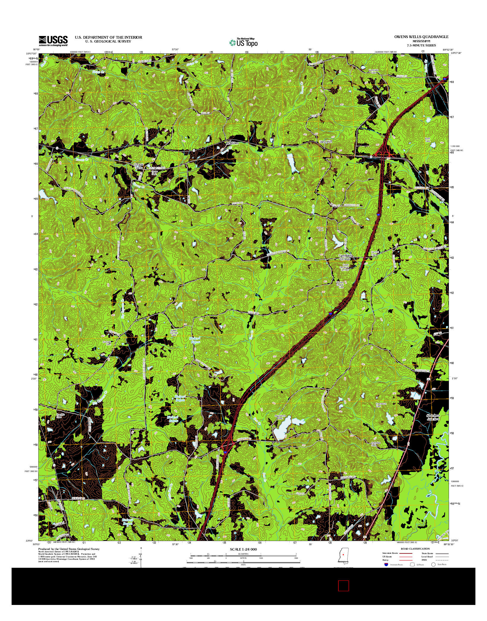 USGS US TOPO 7.5-MINUTE MAP FOR OWENS WELLS, MS 2012