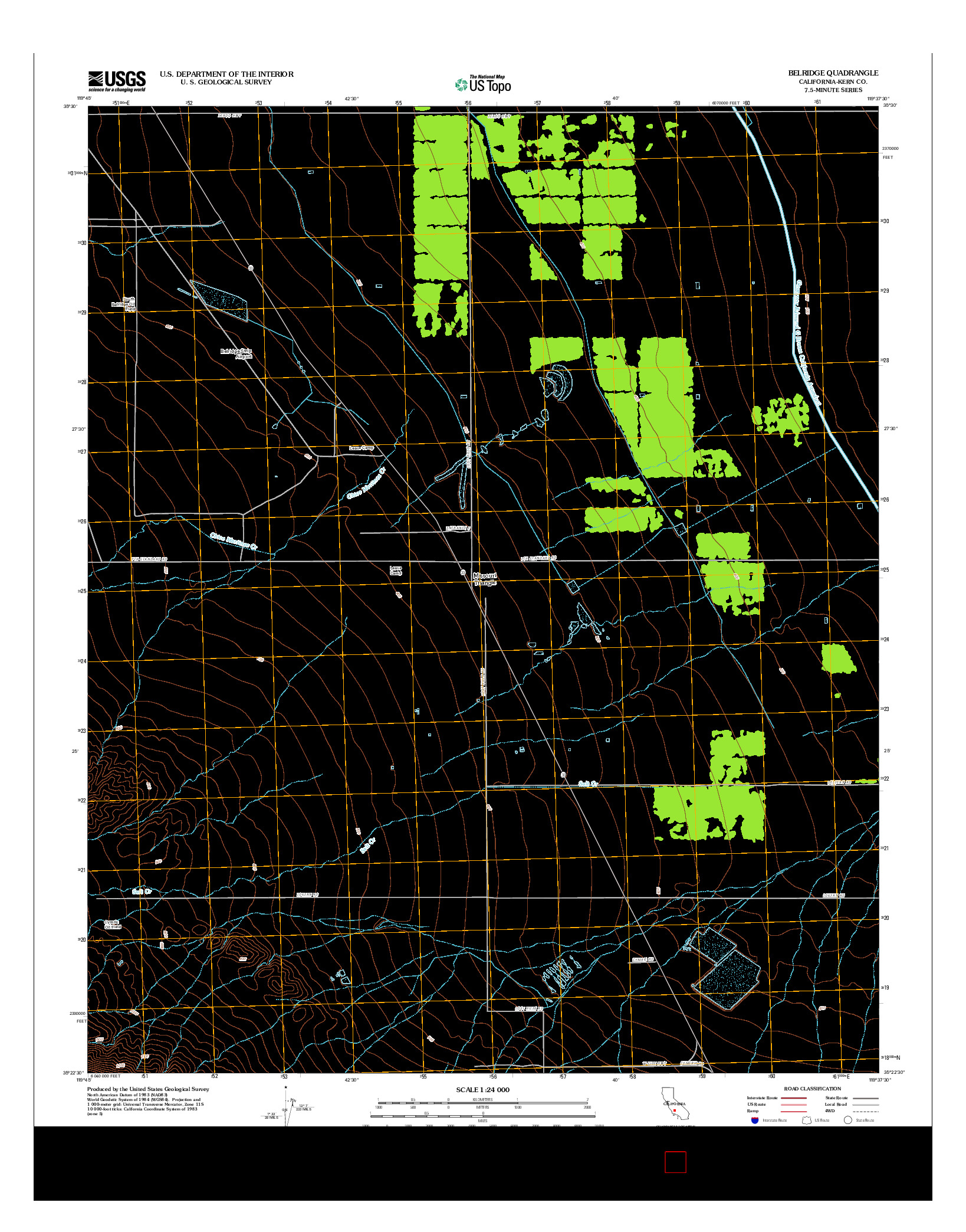 USGS US TOPO 7.5-MINUTE MAP FOR BELRIDGE, CA 2012