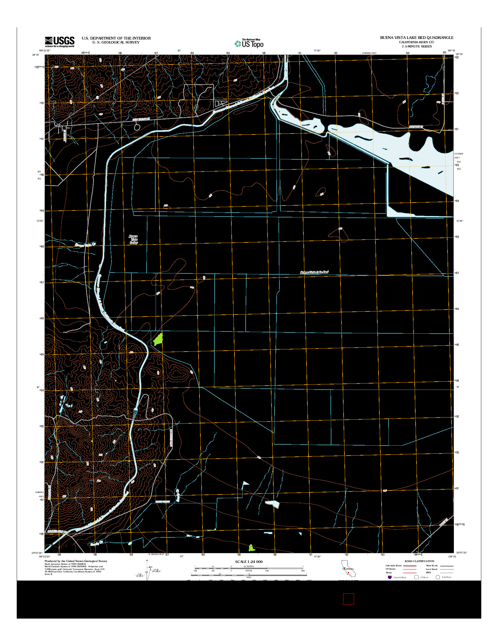 USGS US TOPO 7.5-MINUTE MAP FOR BUENA VISTA LAKE BED, CA 2012