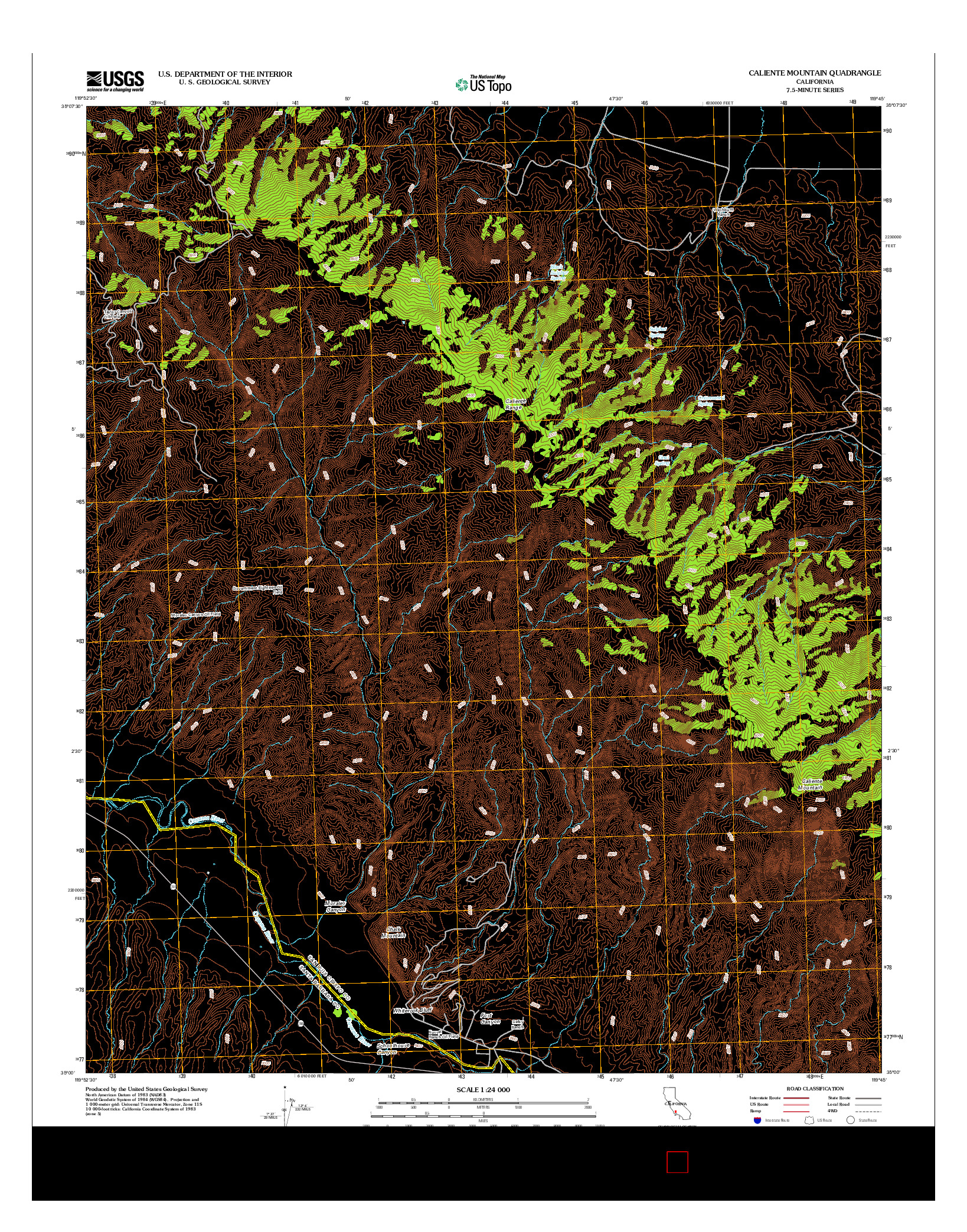 USGS US TOPO 7.5-MINUTE MAP FOR CALIENTE MOUNTAIN, CA 2012