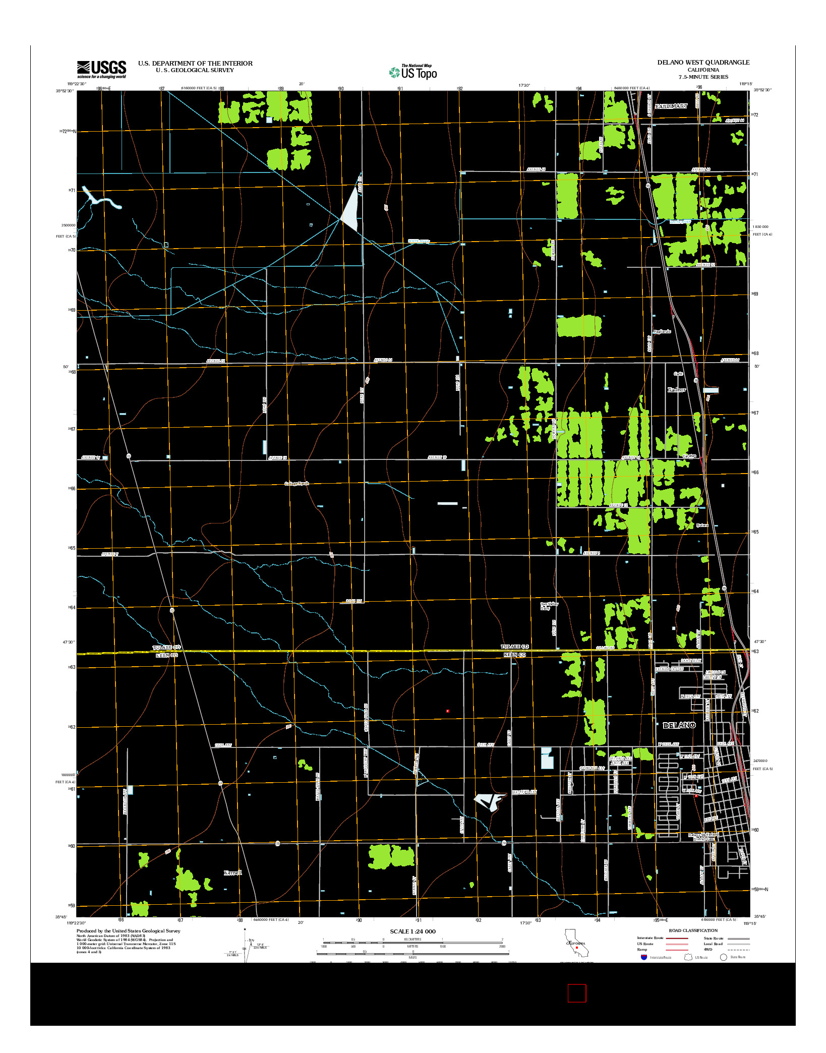 USGS US TOPO 7.5-MINUTE MAP FOR DELANO WEST, CA 2012