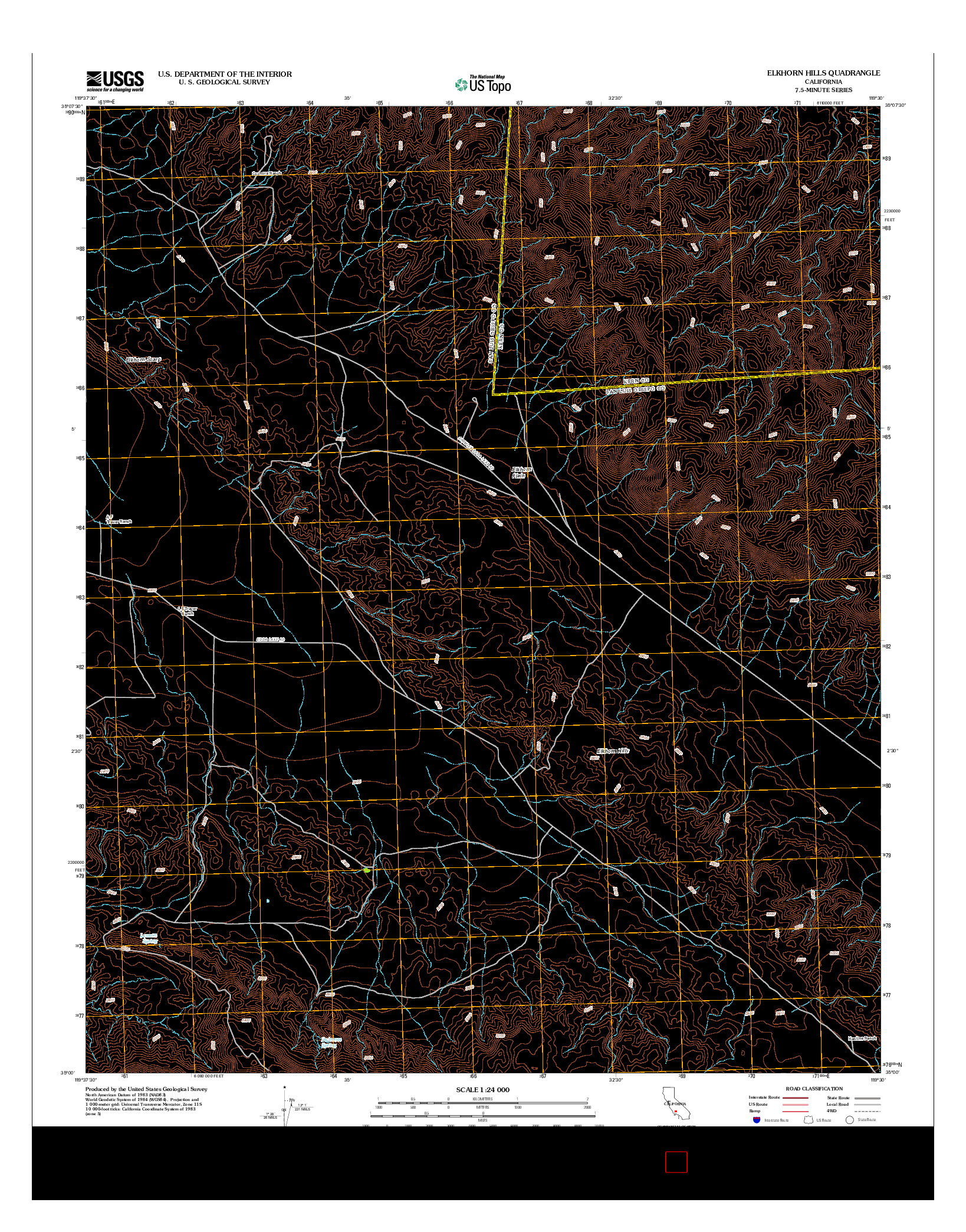 USGS US TOPO 7.5-MINUTE MAP FOR ELKHORN HILLS, CA 2012