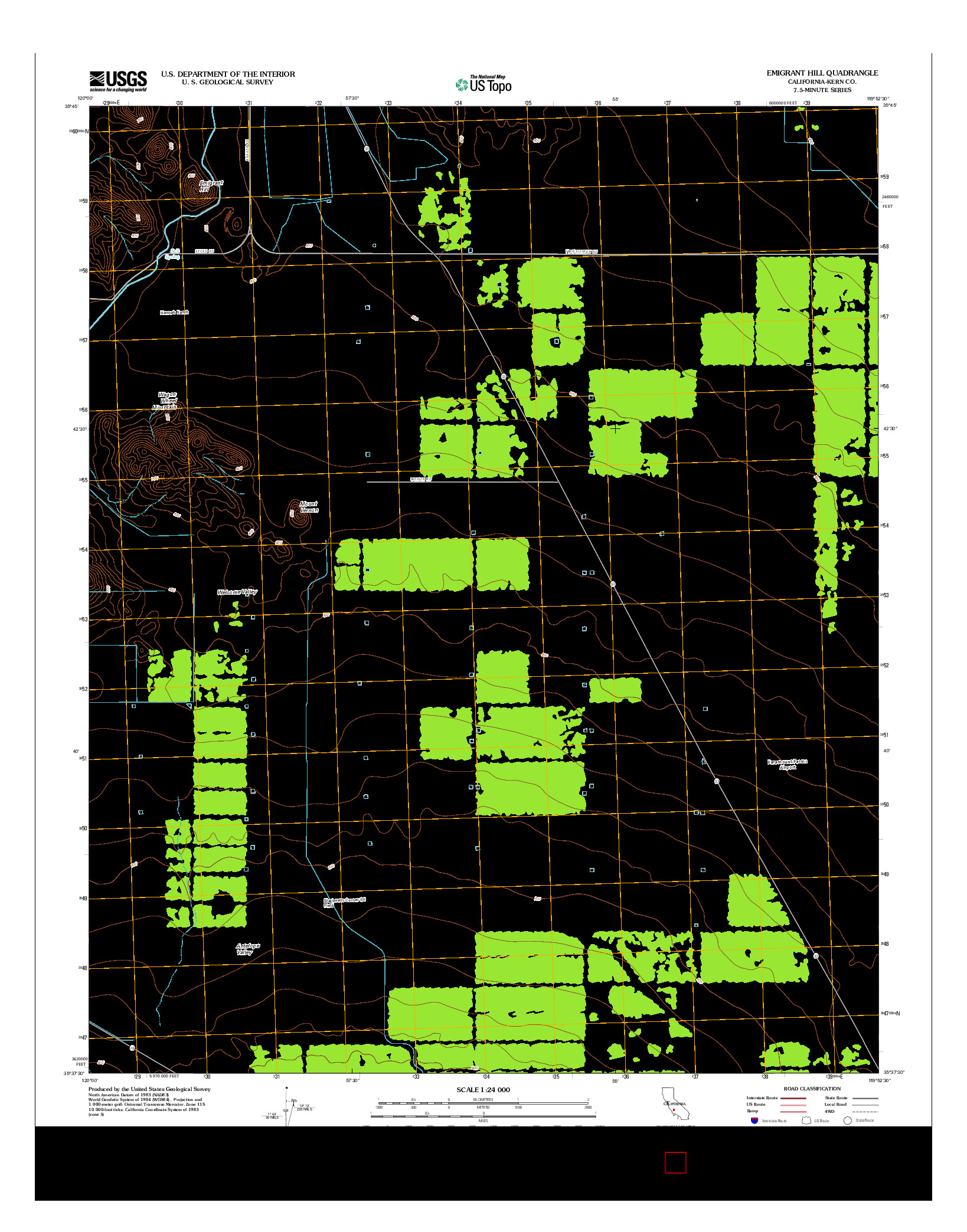 USGS US TOPO 7.5-MINUTE MAP FOR EMIGRANT HILL, CA 2012