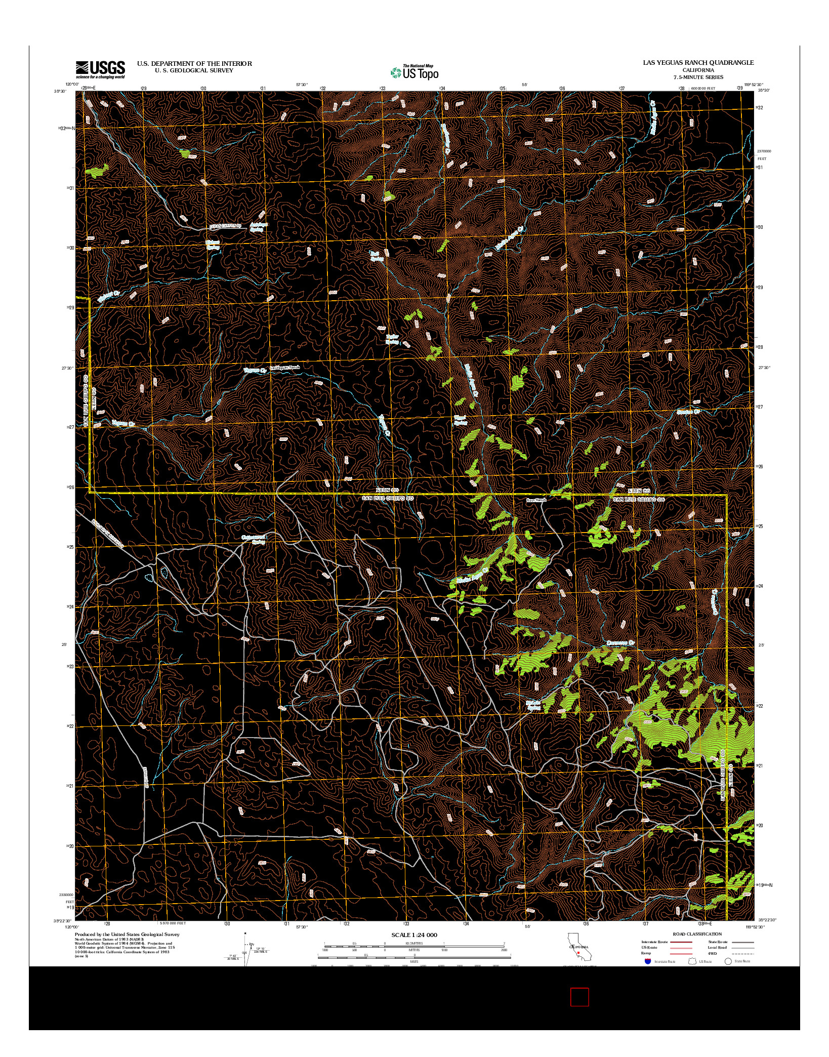 USGS US TOPO 7.5-MINUTE MAP FOR LAS YEGUAS RANCH, CA 2012