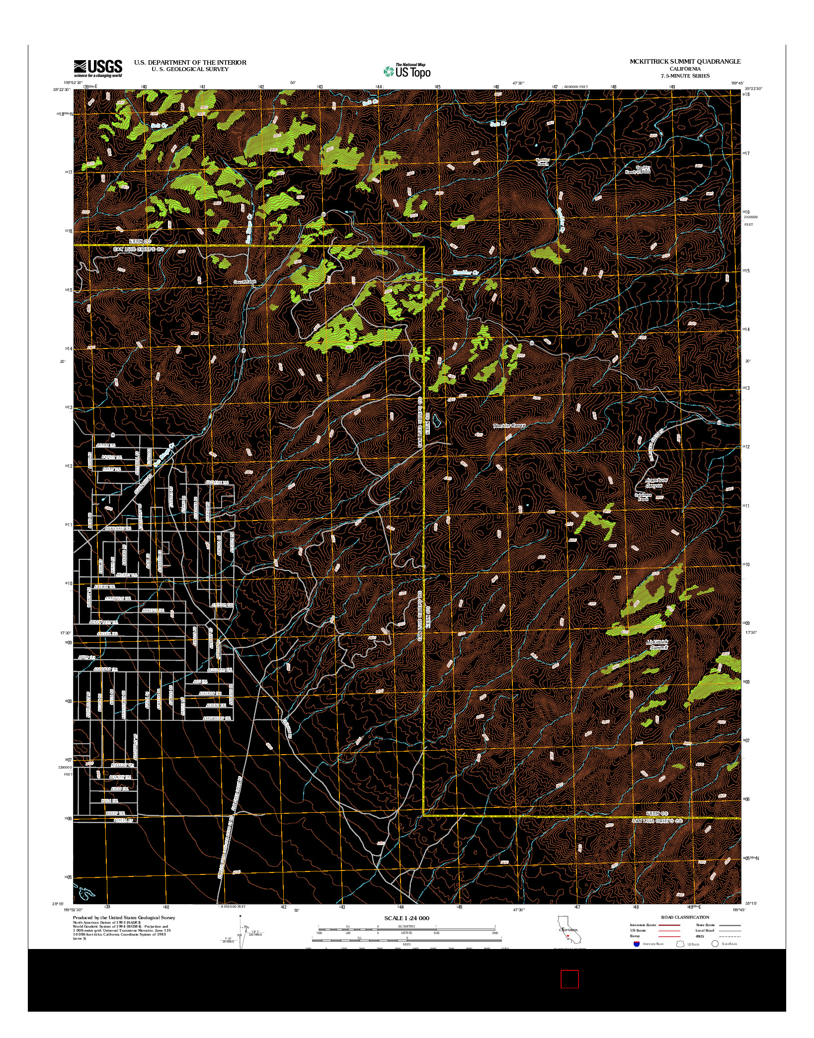 USGS US TOPO 7.5-MINUTE MAP FOR MCKITTRICK SUMMIT, CA 2012