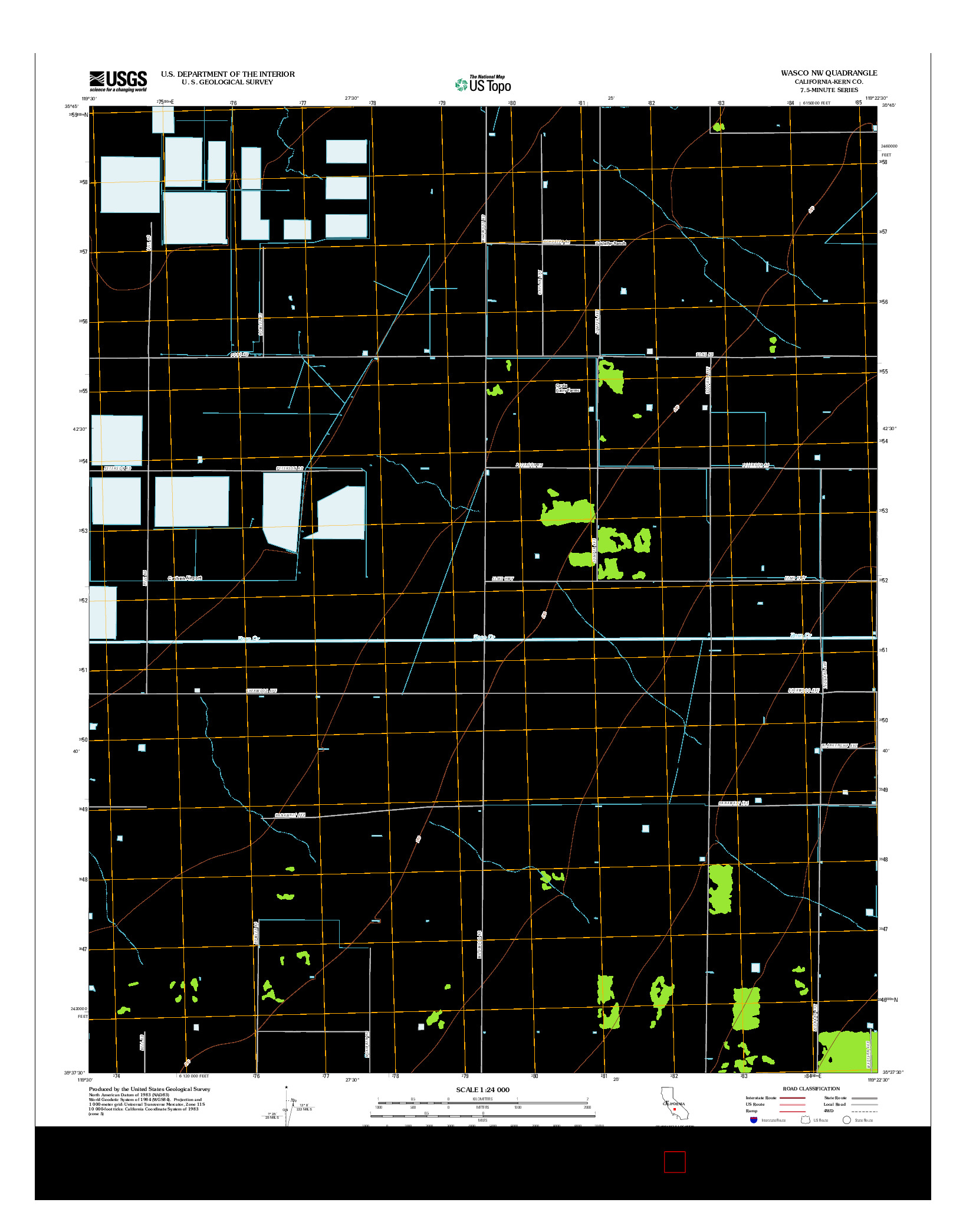 USGS US TOPO 7.5-MINUTE MAP FOR WASCO NW, CA 2012