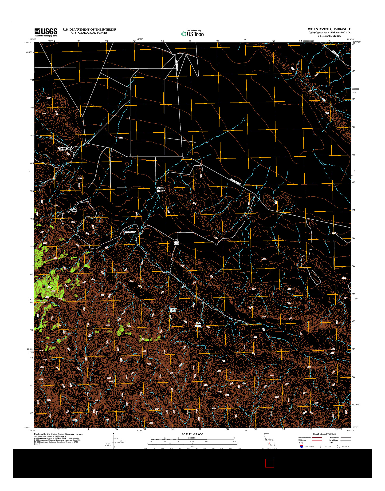 USGS US TOPO 7.5-MINUTE MAP FOR WELLS RANCH, CA 2012