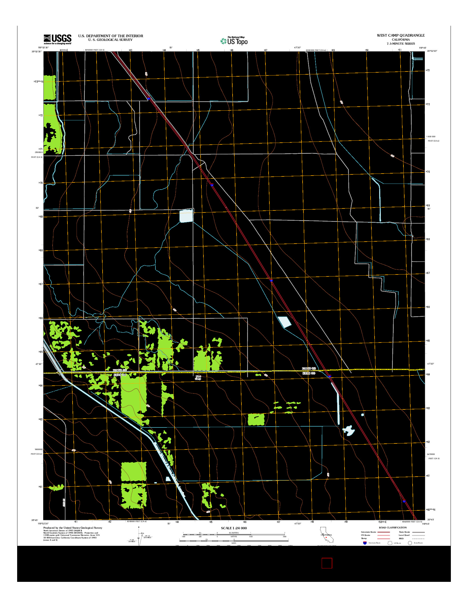 USGS US TOPO 7.5-MINUTE MAP FOR WEST CAMP, CA 2012